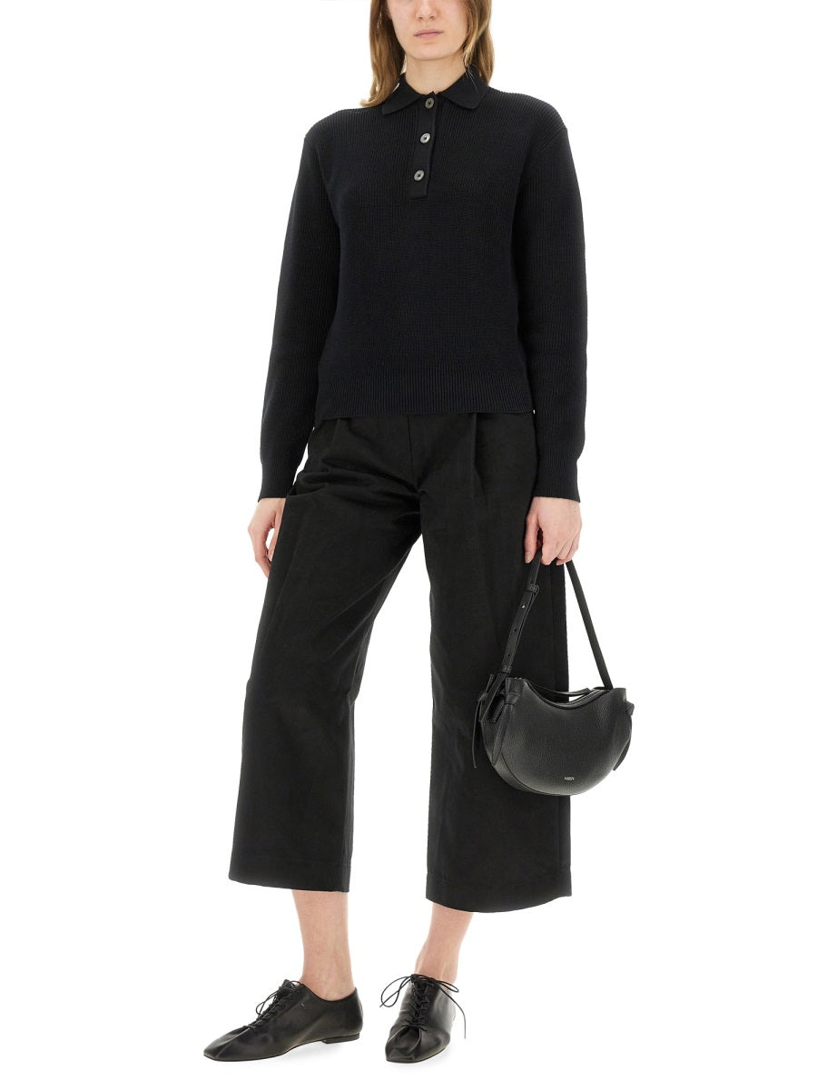 STUDIO NICHOLSON Women's Regular Fit Knit Polo Shirt - Size 6 UK