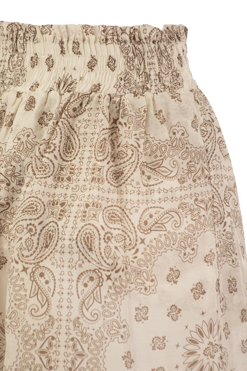 MC2 SAINT BARTH Long Pleated Skirt with Ruffles and Bandana Print