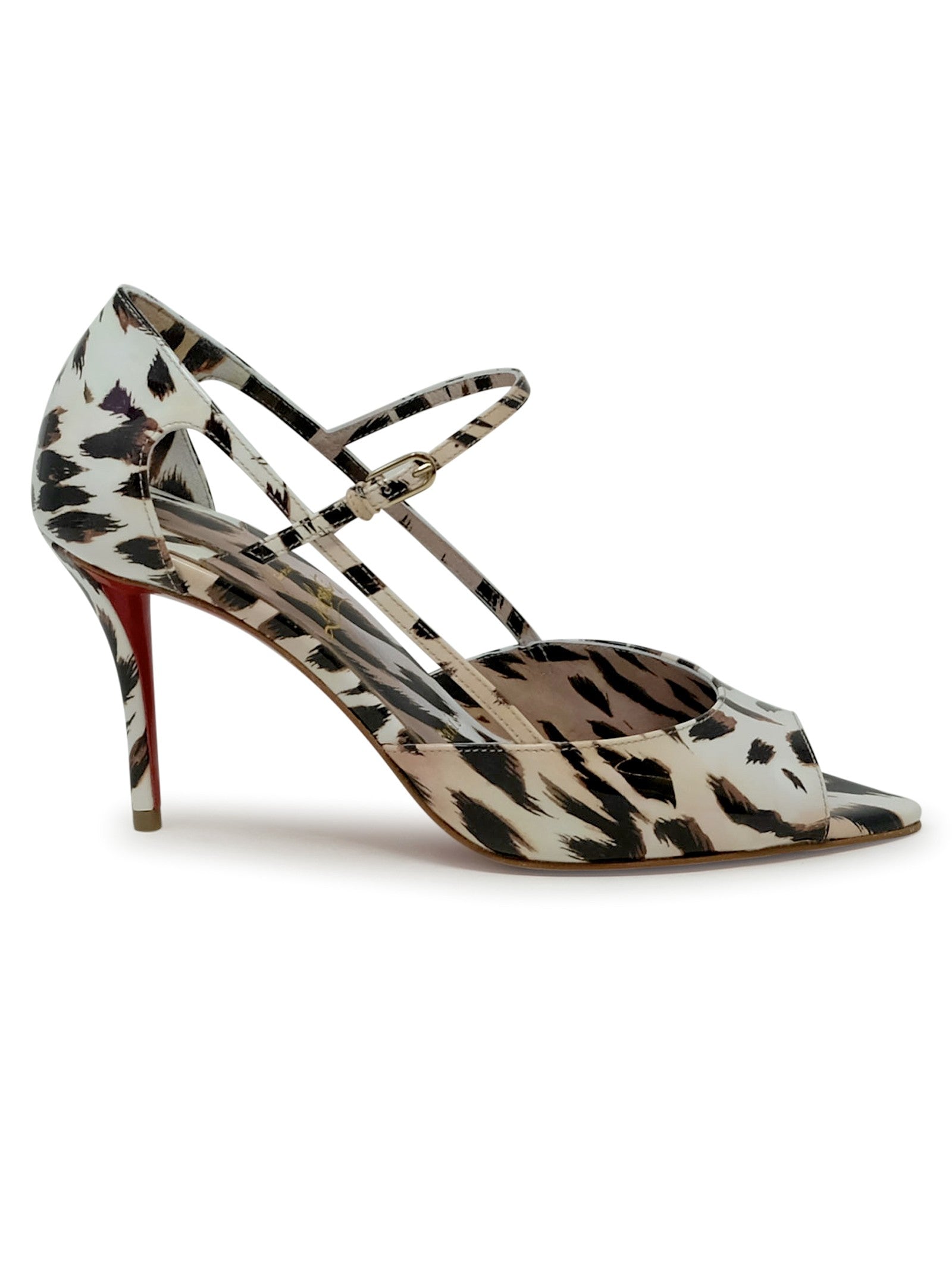 CHRISTIAN LOUBOUTIN Vintage Rose Patent Open Strap 80mm Pumps