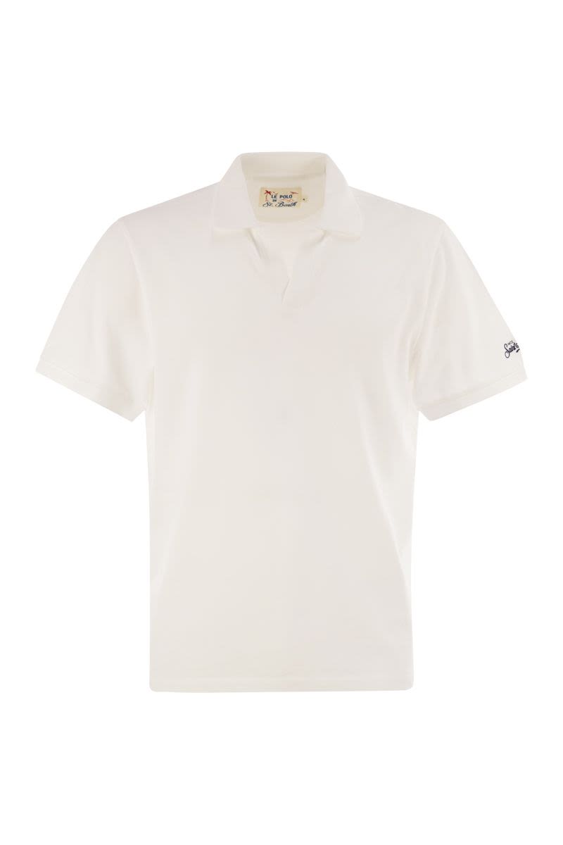 MC2 SAINT BARTH Men's Stretch Cotton Polo Shirt - Buttonless Collar