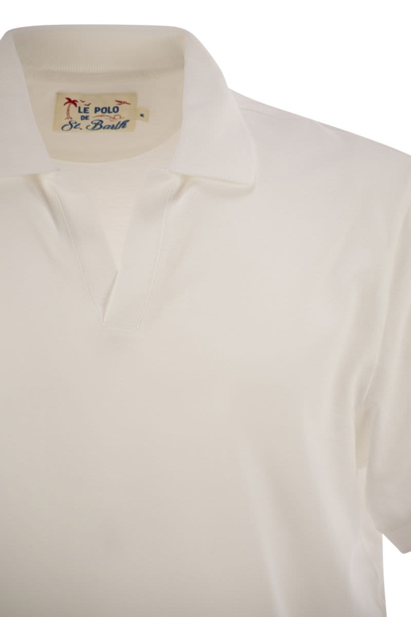 MC2 SAINT BARTH Men's Stretch Cotton Polo Shirt - Buttonless Collar
