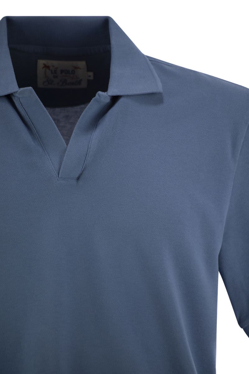 MC2 SAINT BARTH Men's Stretch Cotton Polo Shirt with Buttonless Collar