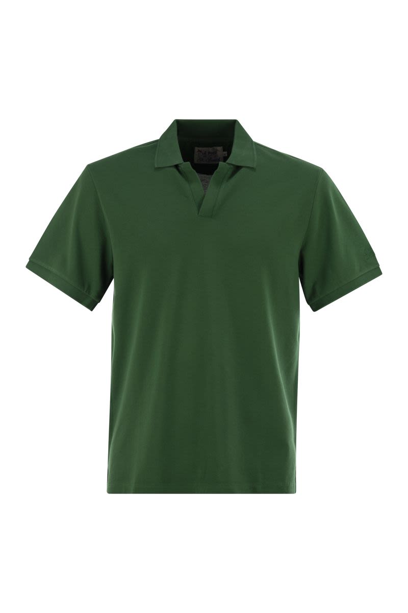 MC2 SAINT BARTH Men's Stretch Cotton Polo Shirt with Buttonless Collar