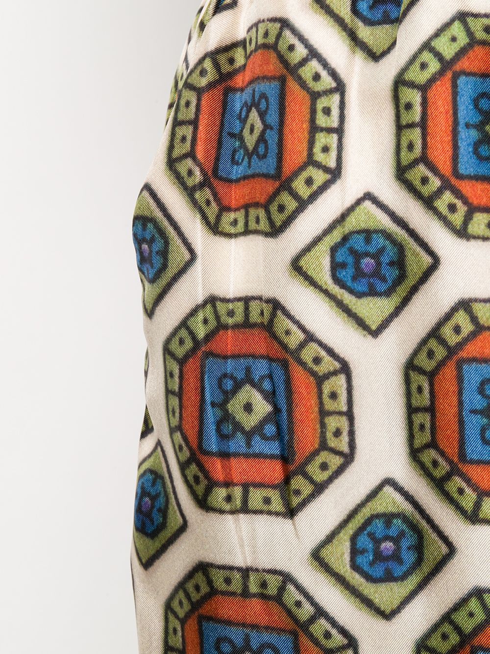 PIERRE LOUIS MASCIA Multicoloured Geometric Print Silk Trousers - Wide Leg, High Rise