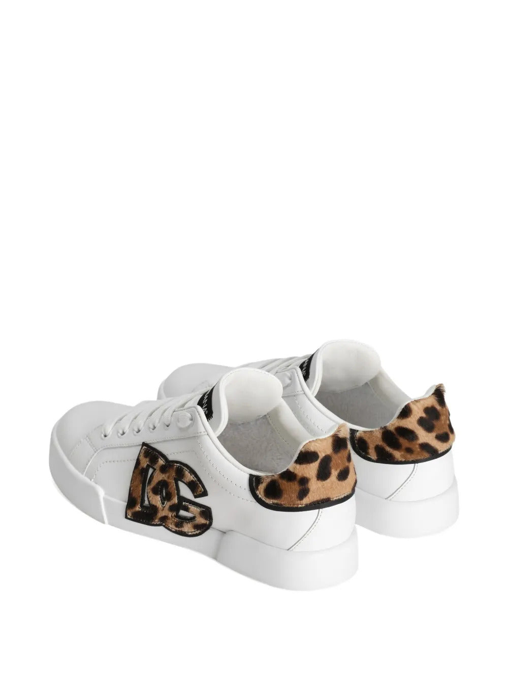 DOLCE & GABBANA Lightweight Leather Sneakers with Leopard Patch
