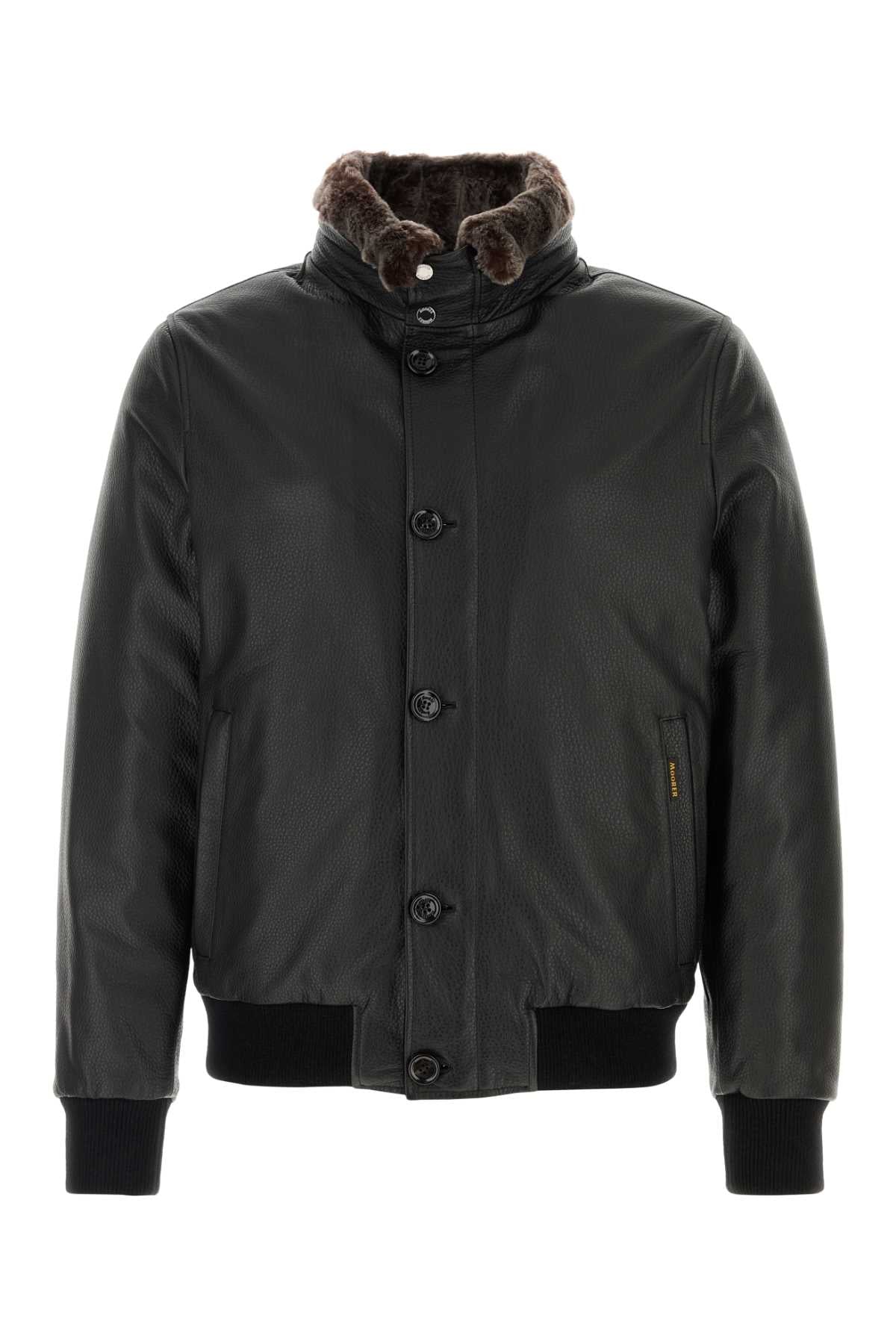 MOORER Classic Leather Bomber Jacket for Men