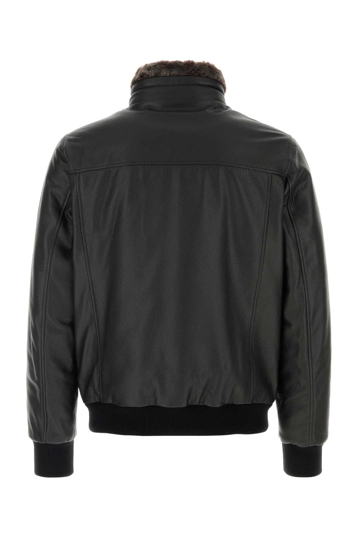 MOORER Classic Leather Bomber Jacket for Men