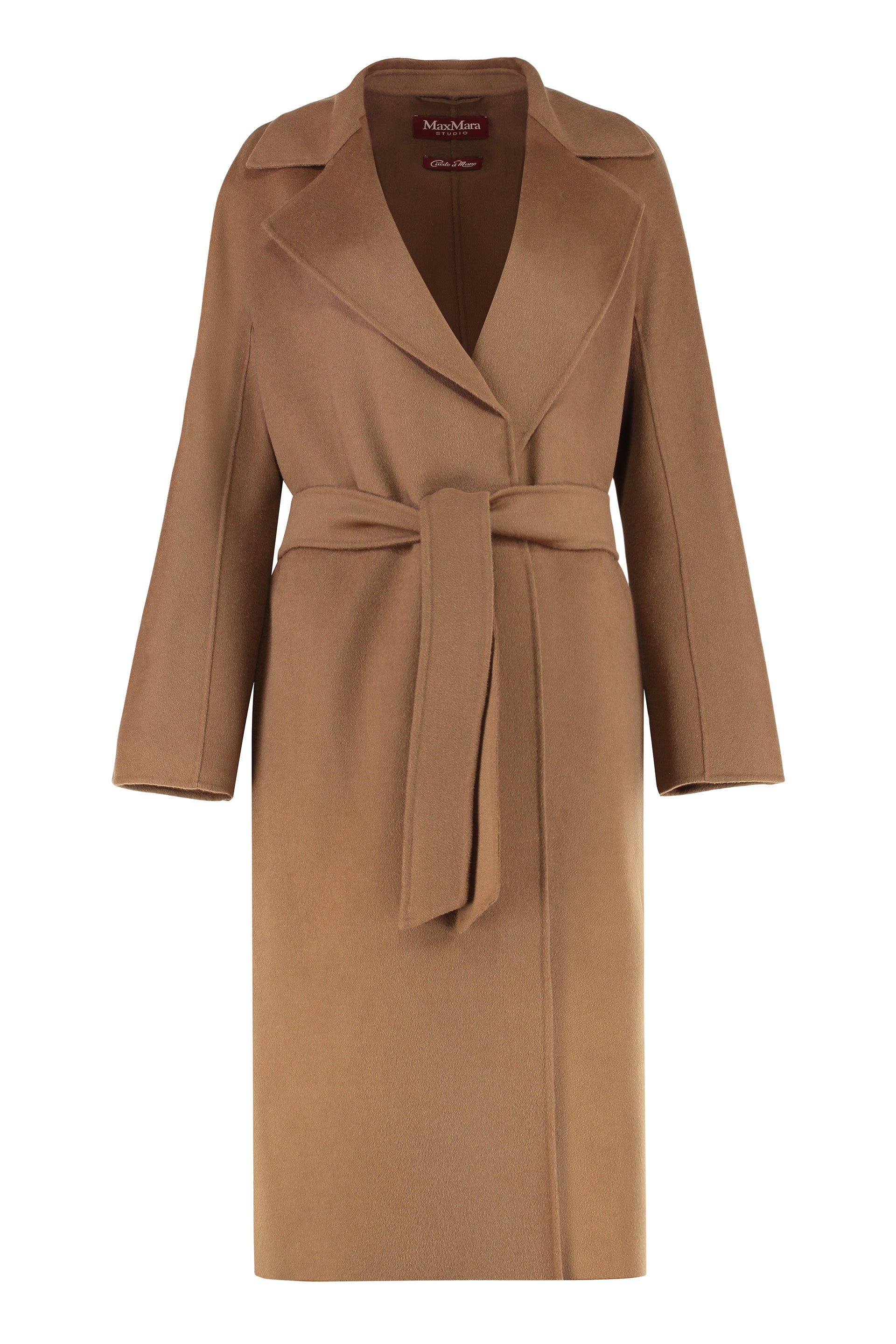 MAX MARA STUDIO Wool and Cashmere Women's Jacket with Lapel Collar and Coordinated Waist Belt