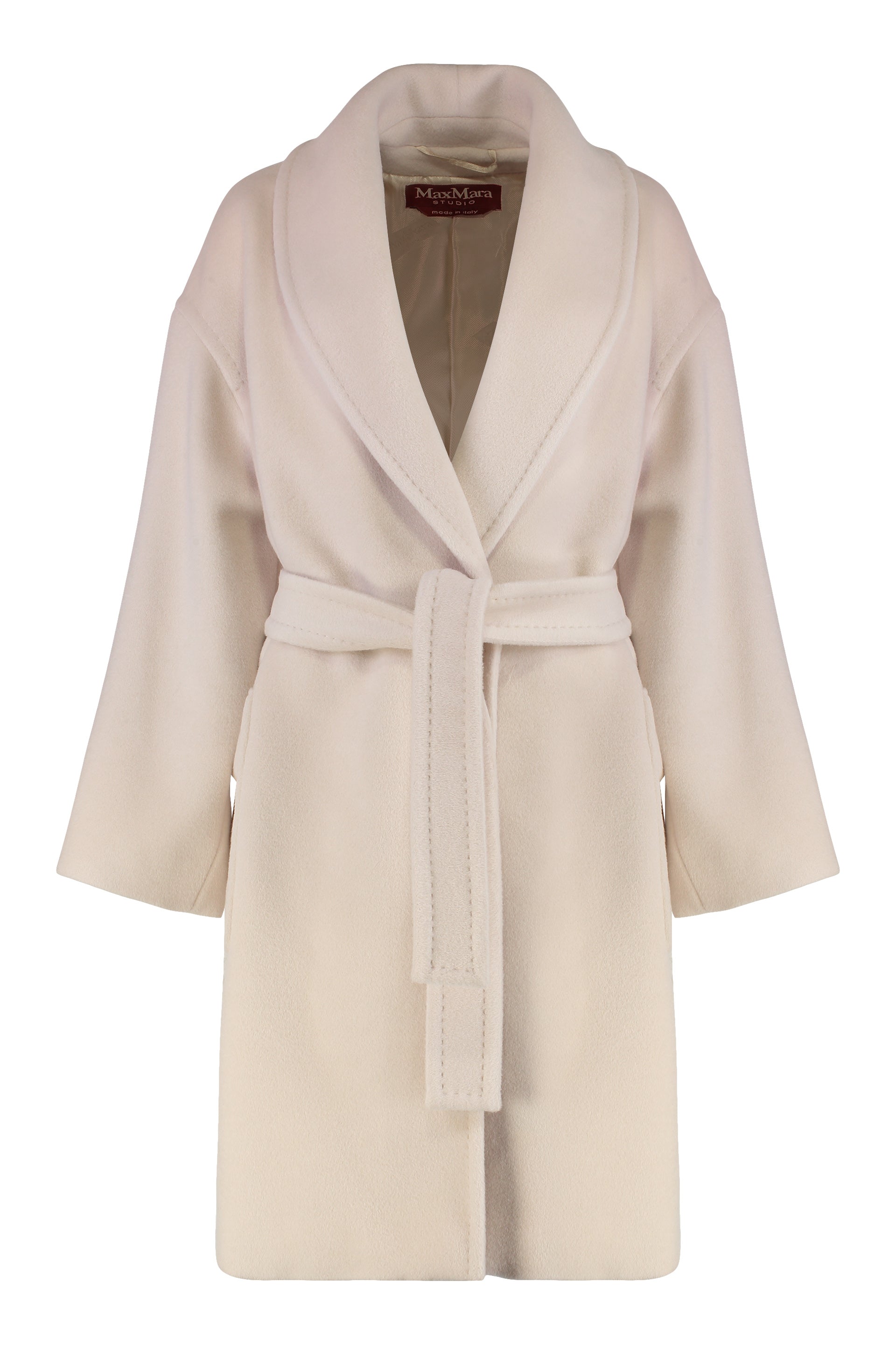 MAX MARA STUDIO Wool and Alpaca Jacket with Waist Belt