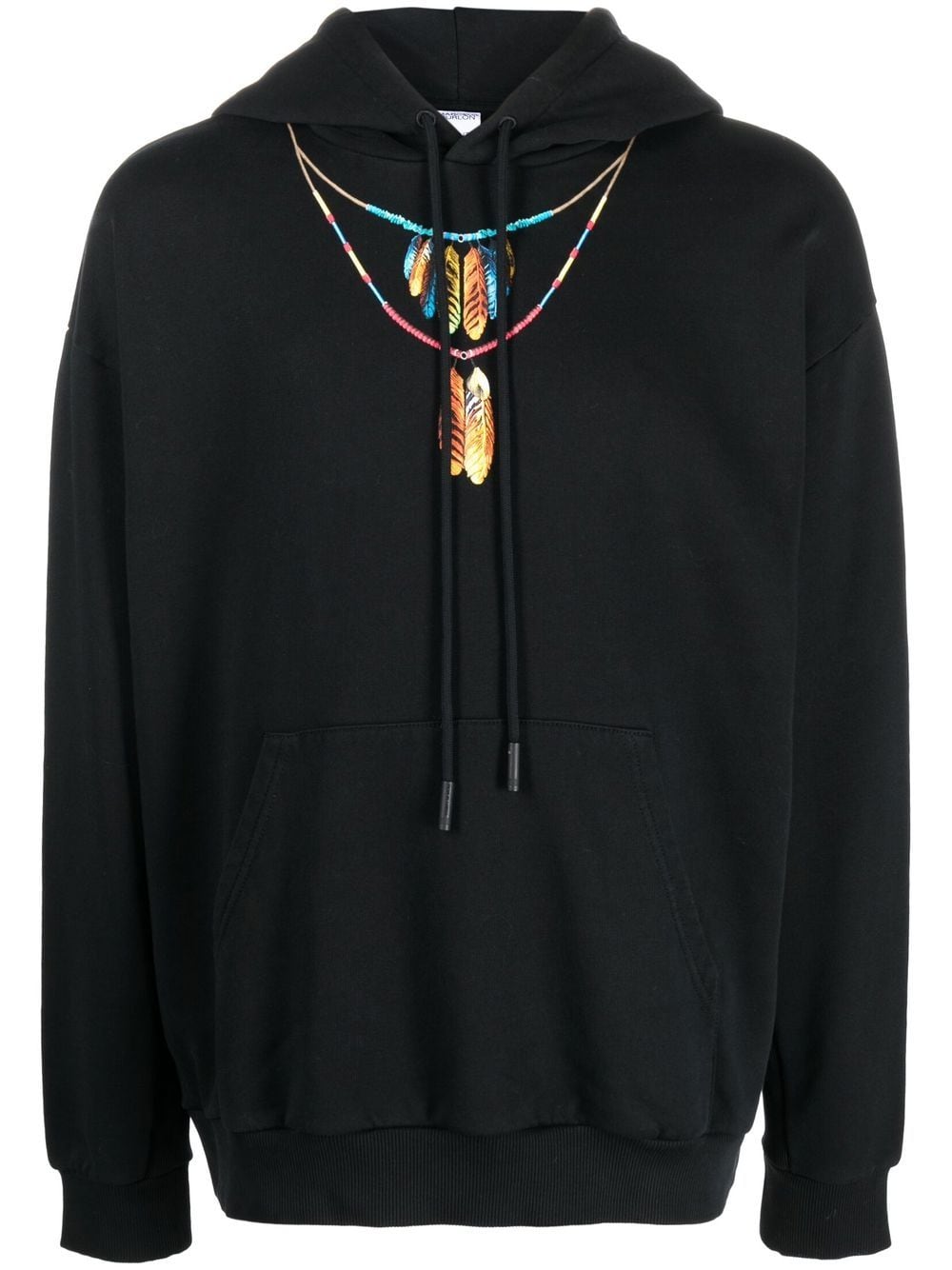 MARCELO BURLON Feathers Necklace Over Hoodie