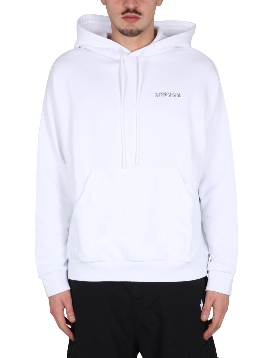 MARCELO BURLON Men's Drawstring Hooded Sweatshirt