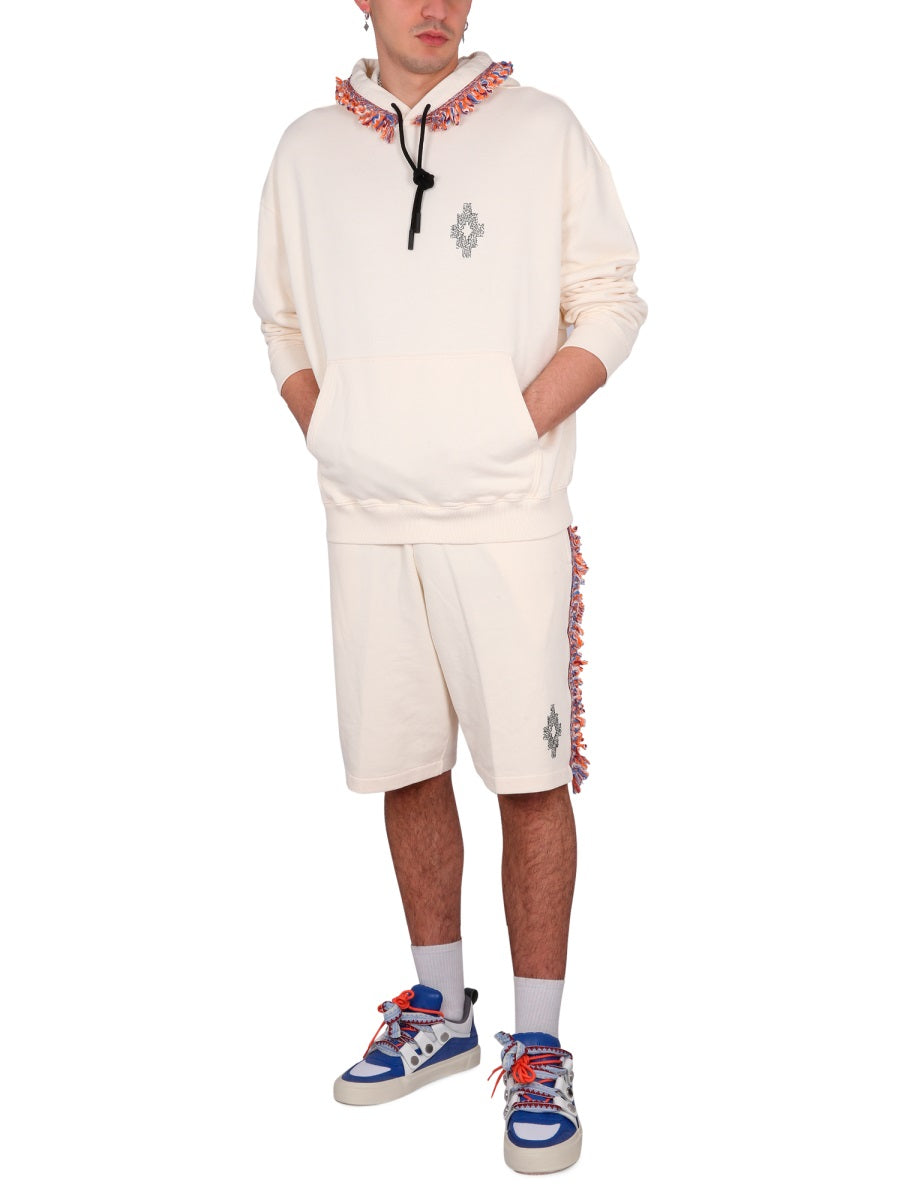 MARCELO BURLON Fringed Hooded Sweatshirt for Men