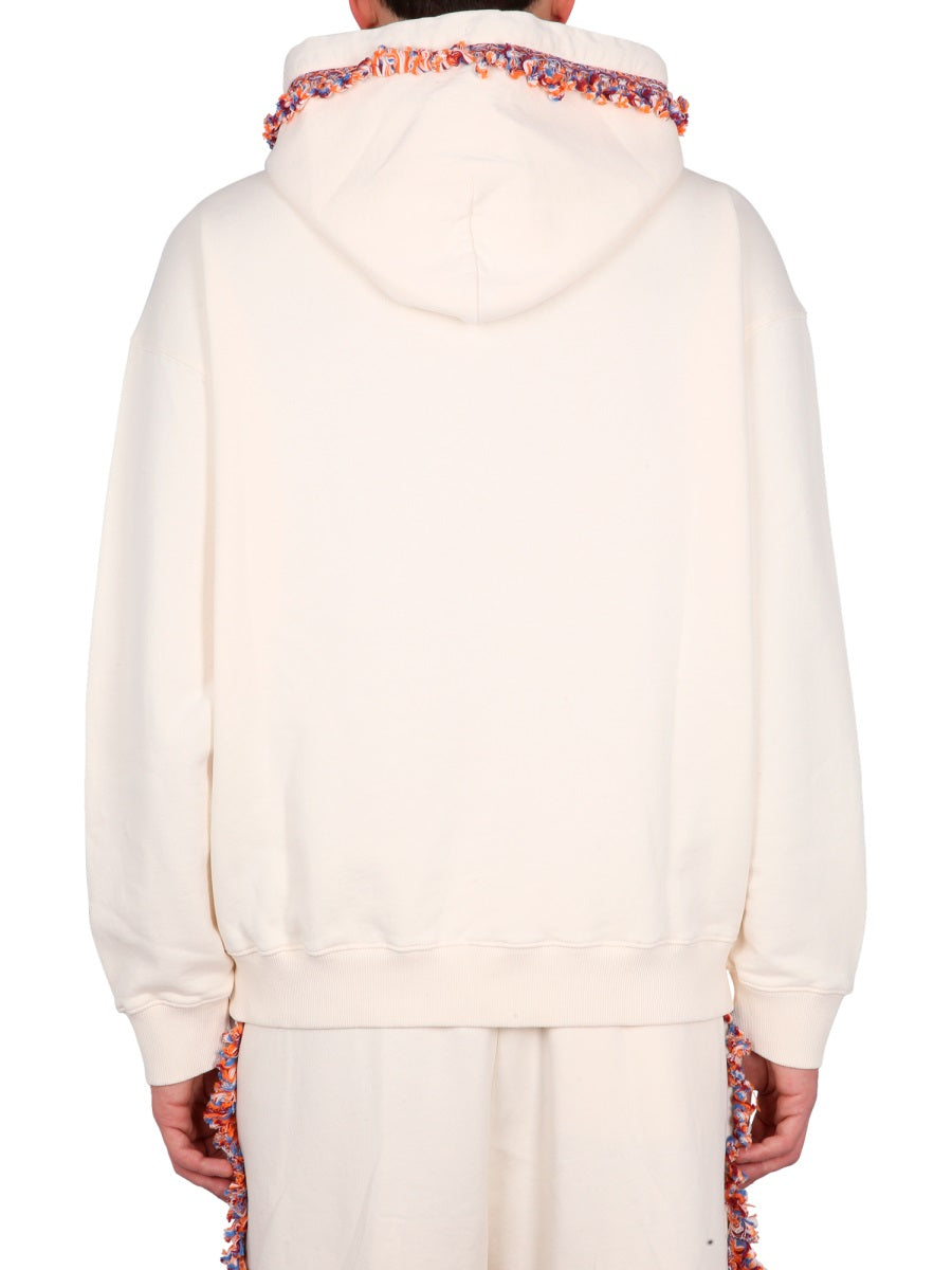 MARCELO BURLON Fringed Hooded Sweatshirt for Men