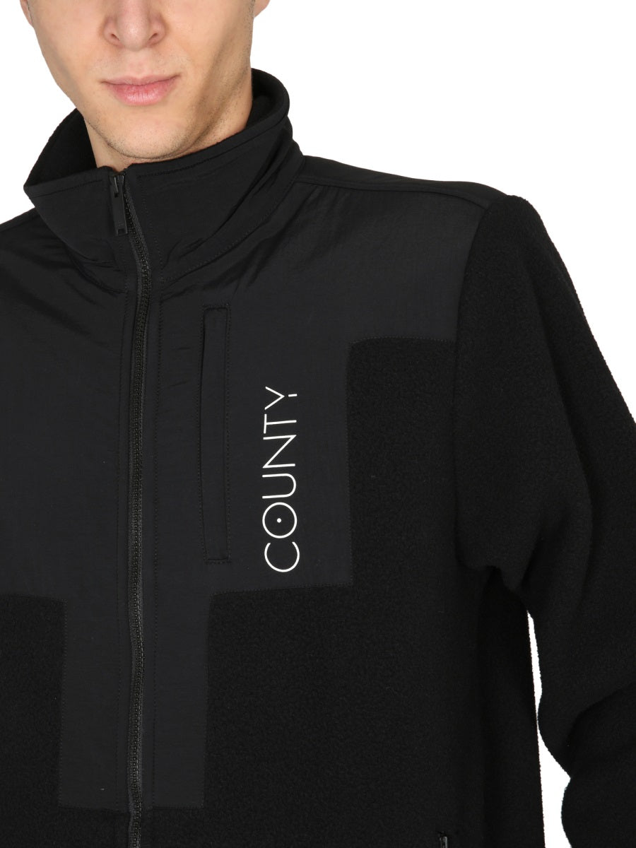 MARCELO BURLON Men's High-Collar Track Jacket with Block Design