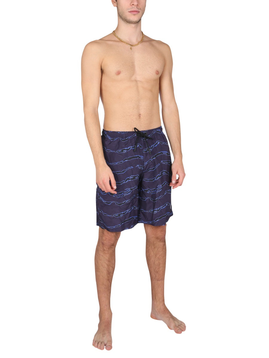MARCELO BURLON Cross Swimsuit with Elastic Waist for Men