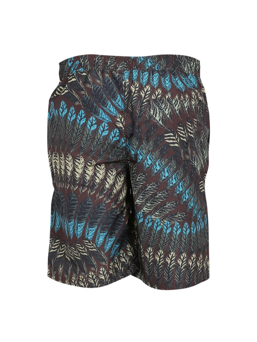 MARCELO BURLON Logo Print Boxer Swim Trunks