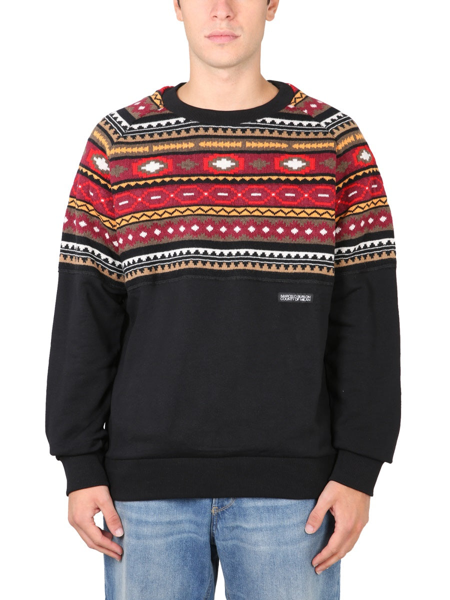 MARCELO BURLON Wool Blend Sweatshirt with Crew Neck for Men