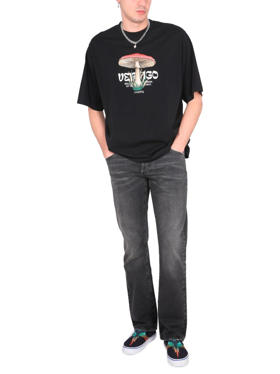 MARCELO BURLON Men's Cross Logo Button Closure Jeans