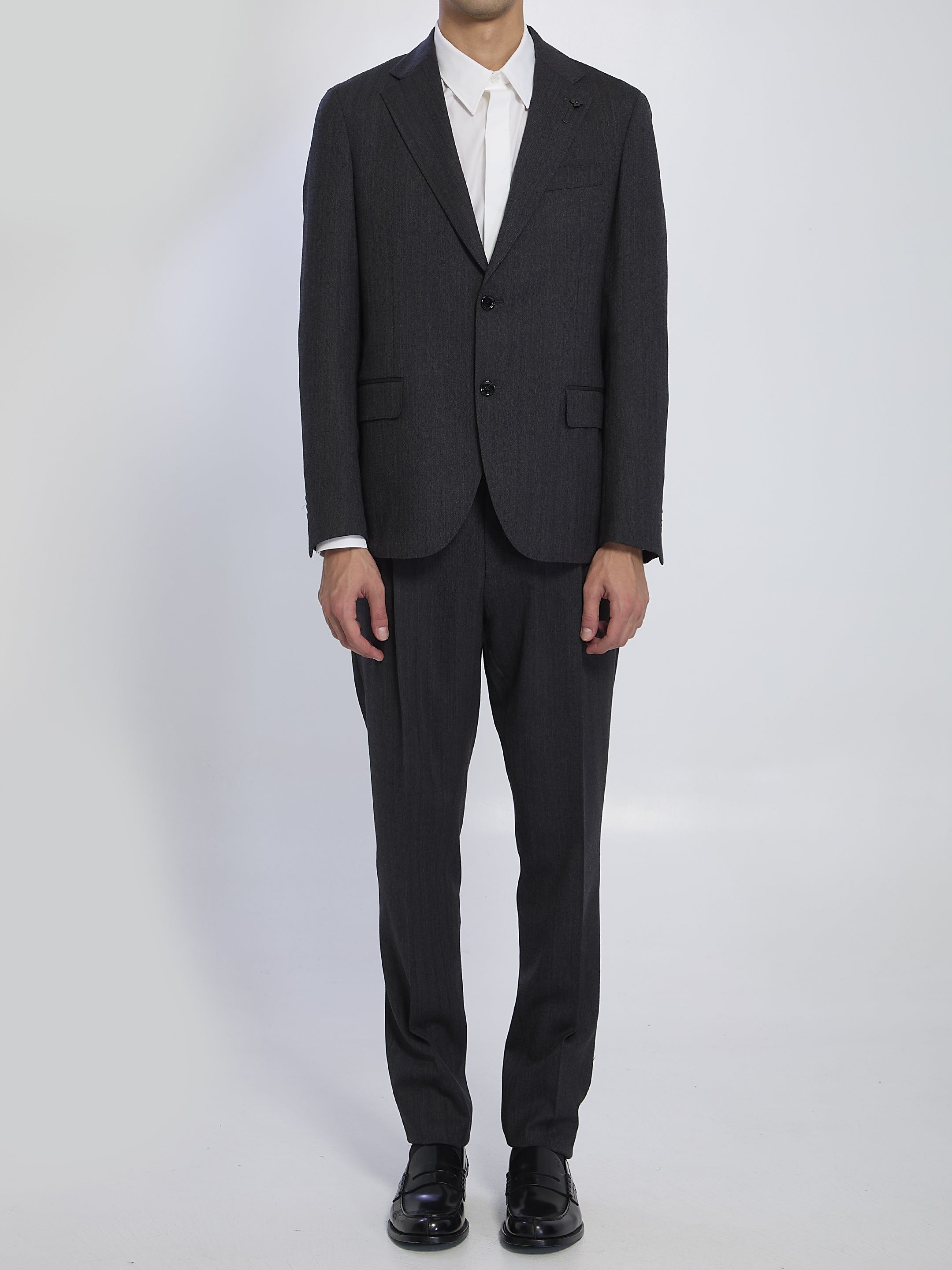 LARDINI Single-Breasted Virgin Wool Suit - Size 48