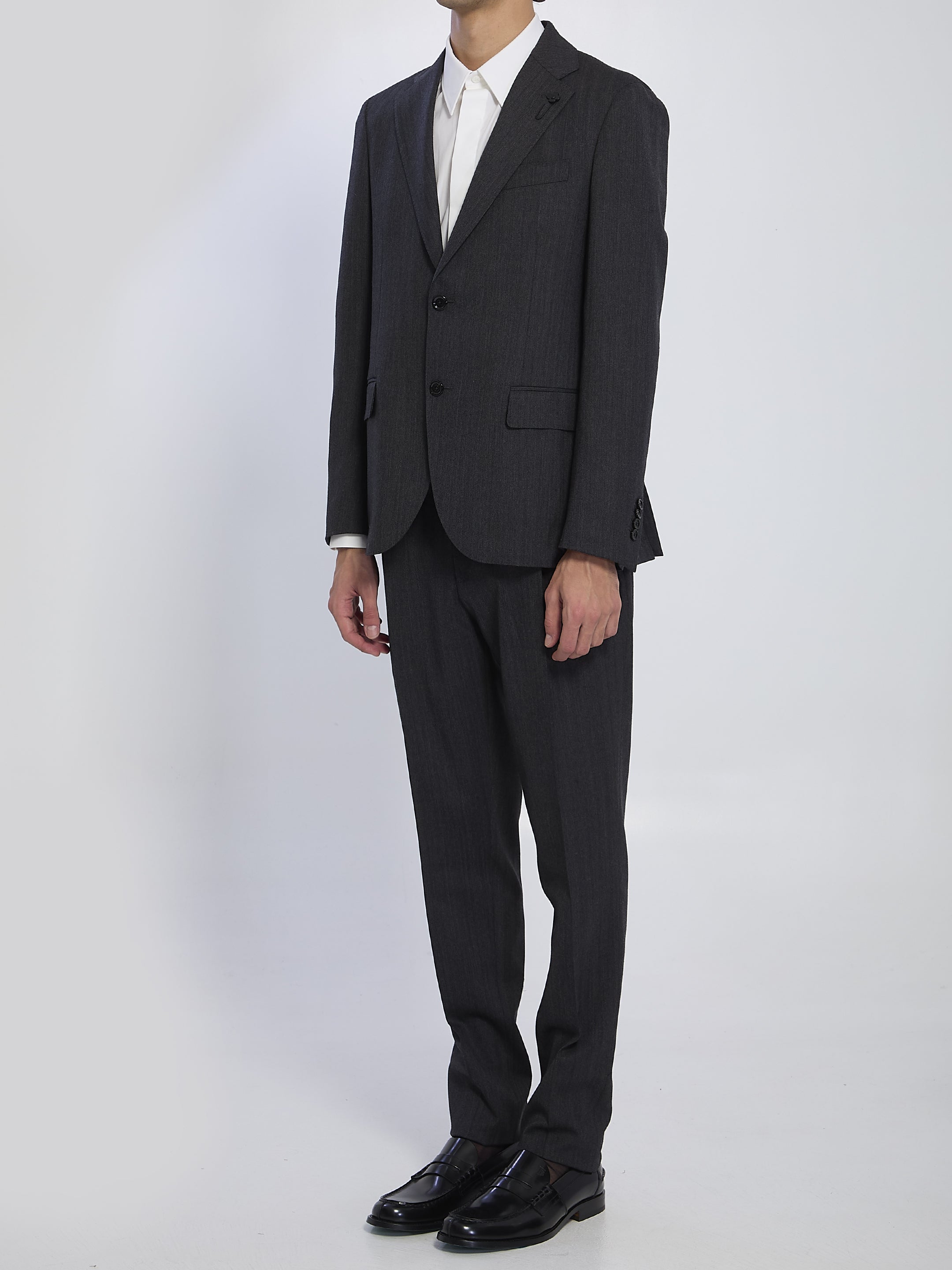 LARDINI Single-Breasted Virgin Wool Suit - Size 48