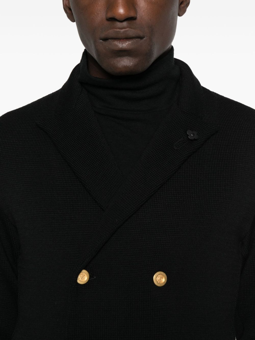 LARDINI Wool Knit Double-Breasted Jacket