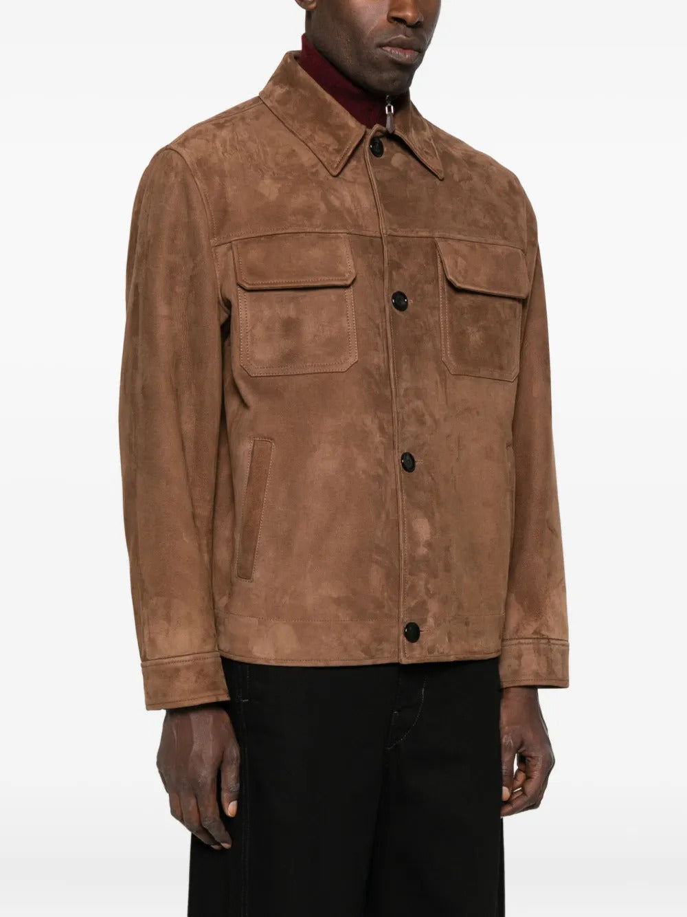 LARDINI Men's Suede Jacket with Button Closure - FW25