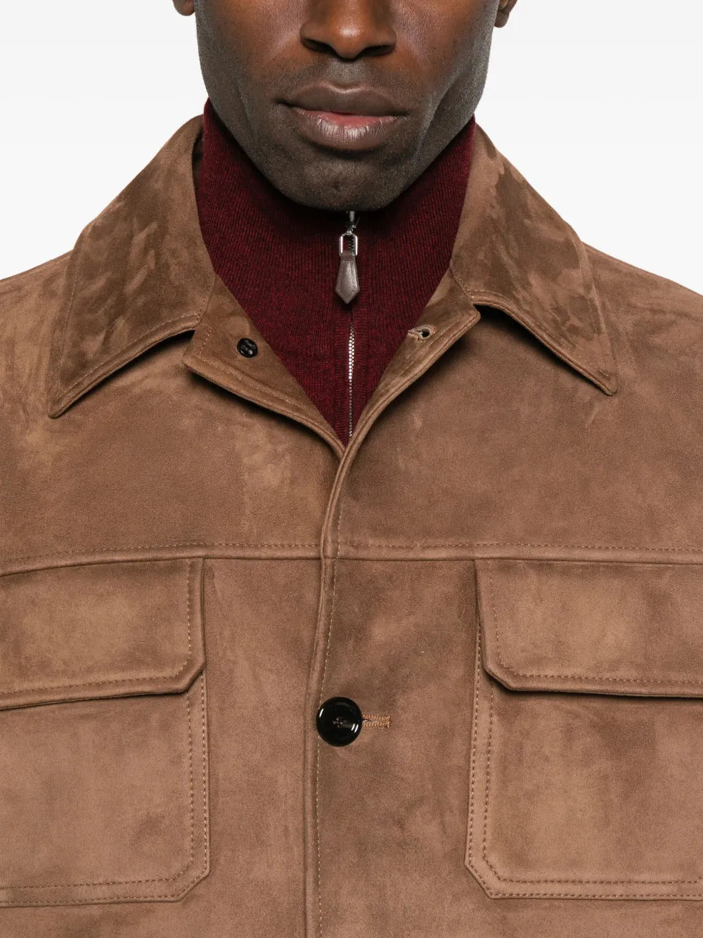 LARDINI Men's Suede Jacket with Button Closure - FW25