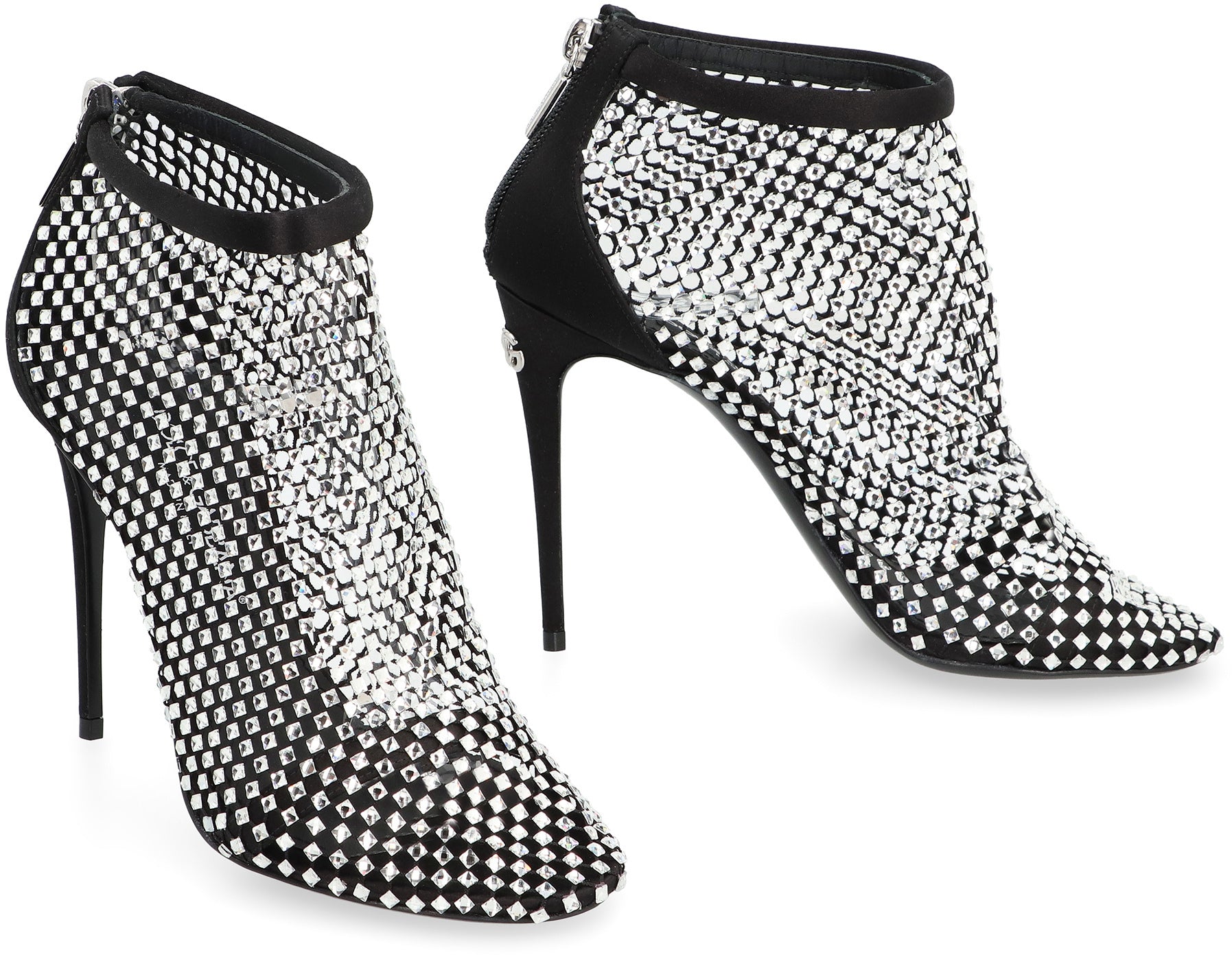 DOLCE & GABBANA Satin Pumps with Rhinestones - Women's Stiletto Heels