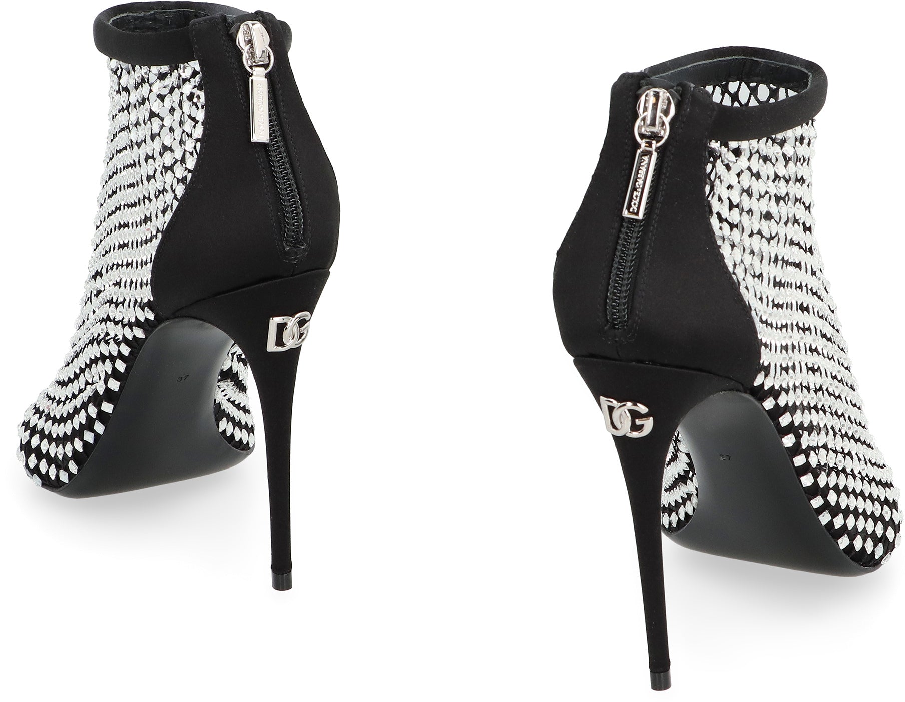 DOLCE & GABBANA Satin Pumps with Rhinestones - Women's Stiletto Heels