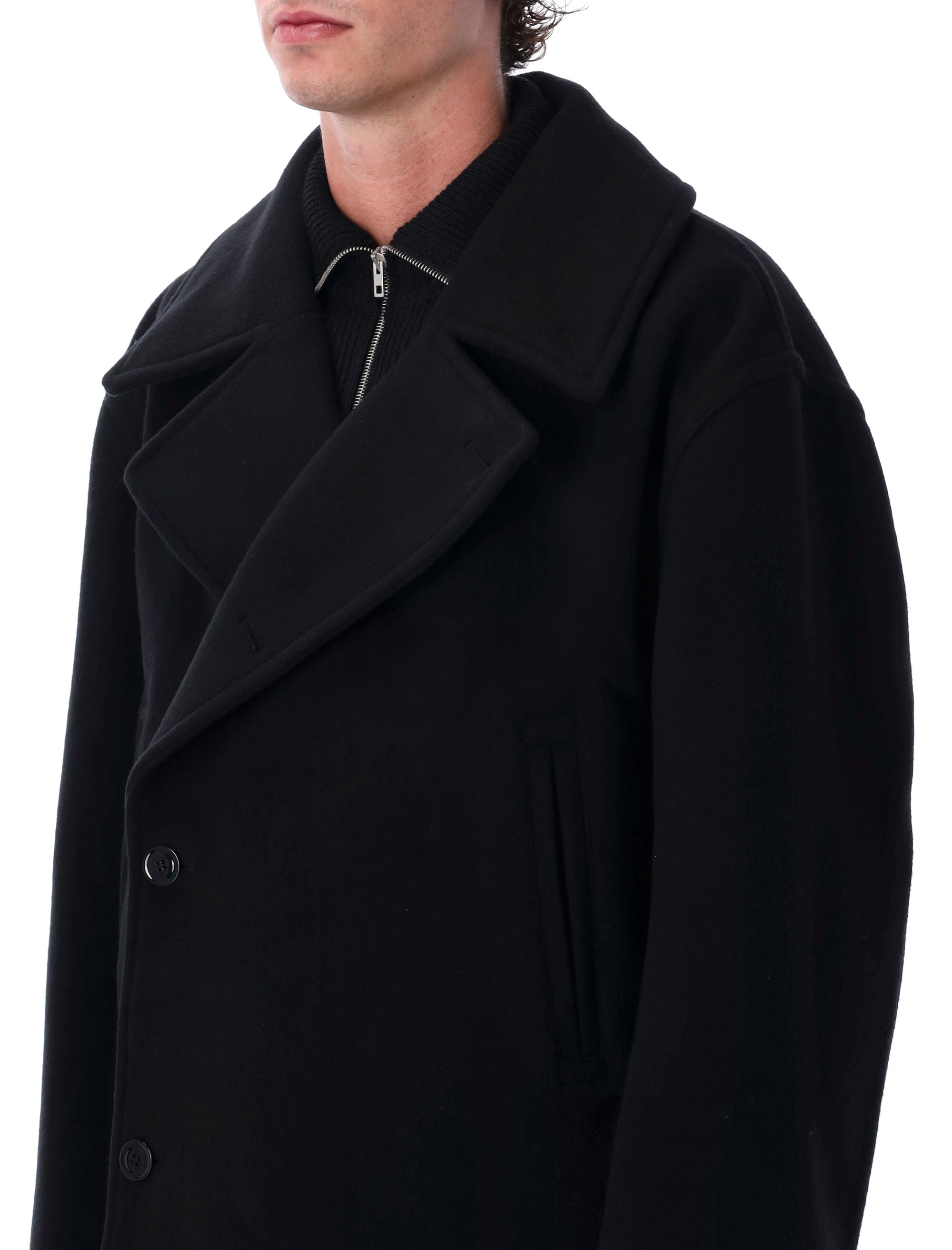 LEMAIRE Mini Boxy Peacoat in Double-Faced Wool