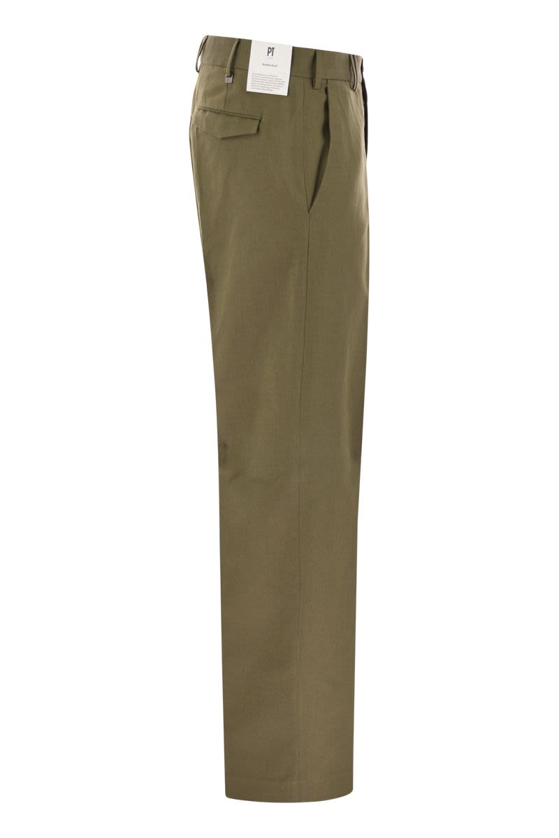 PT TORINO Cotton-Linen Straight-Leg Trousers for Men