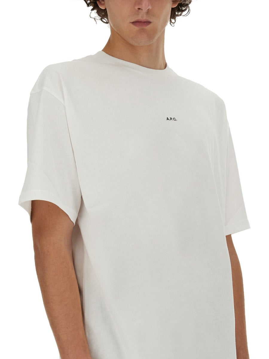 A.P.C. Men's Boxy Micro Logo Cotton Crew-Neck T-Shirt