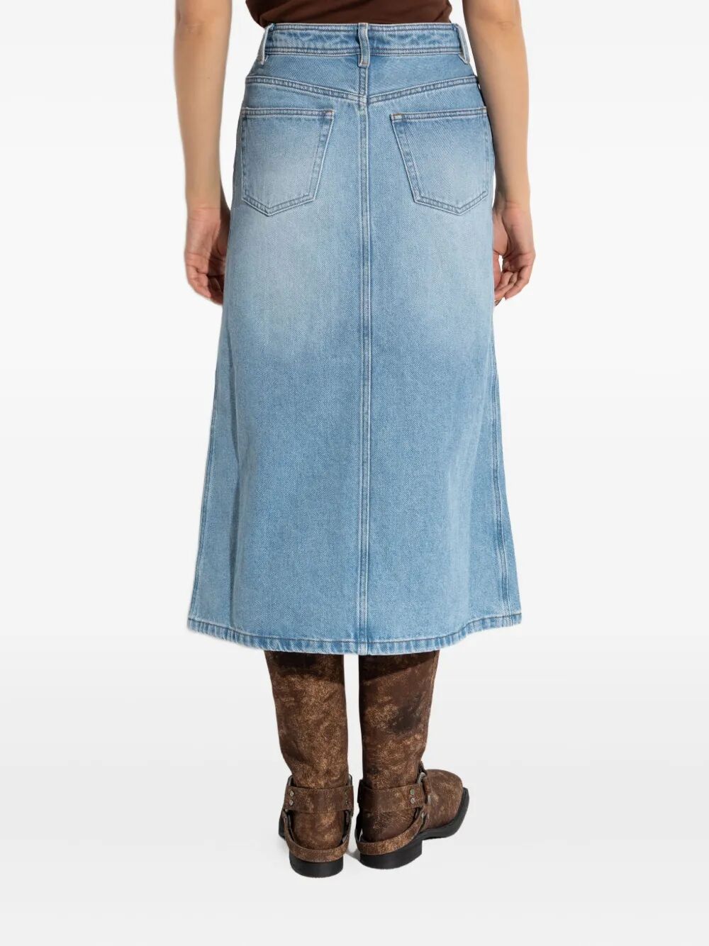 A.P.C. High-Waisted Denim Skirt with Front Slit