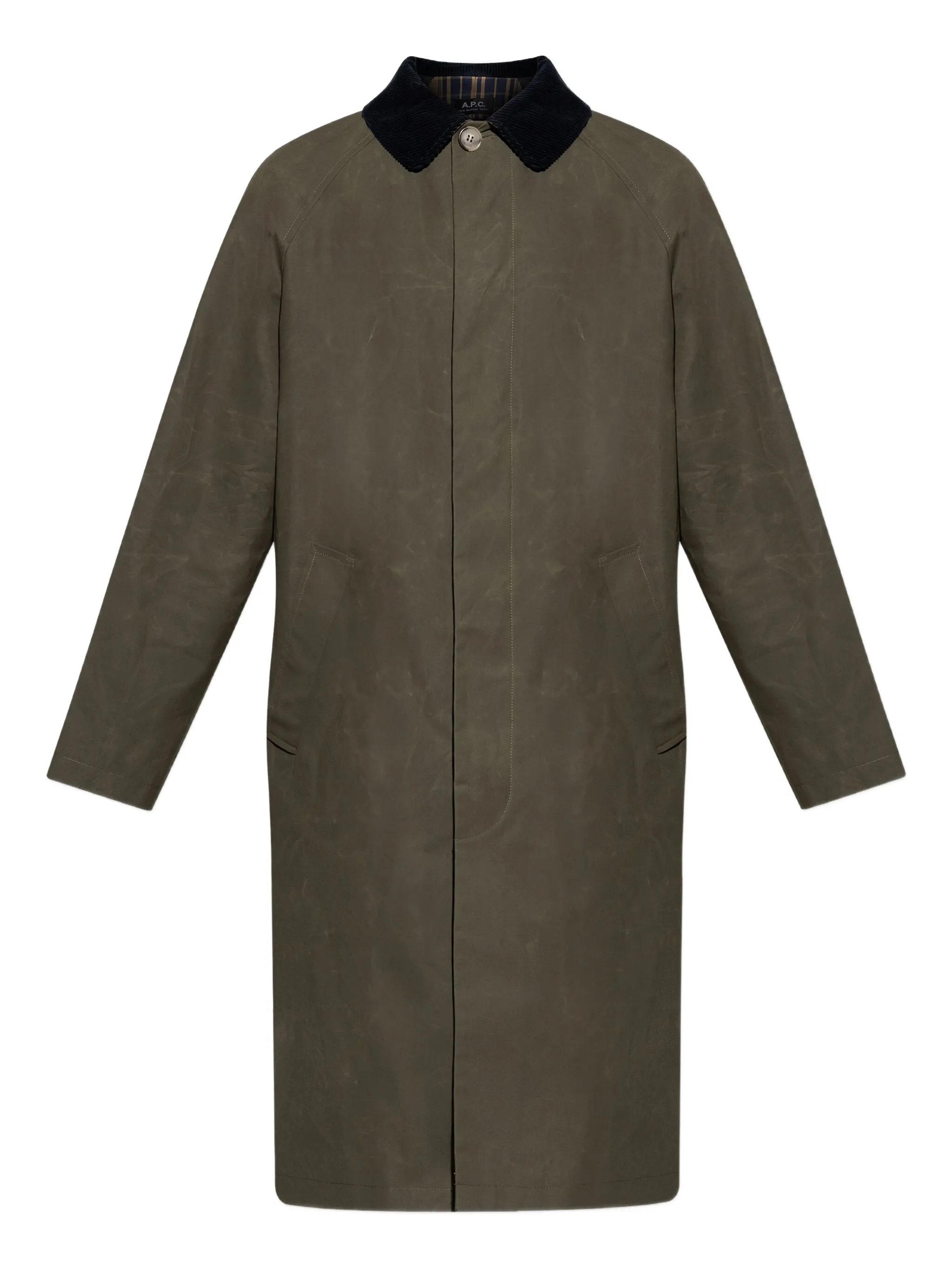 A.P.C. Long Button-Up Jacket with Corduroy Collar for Men