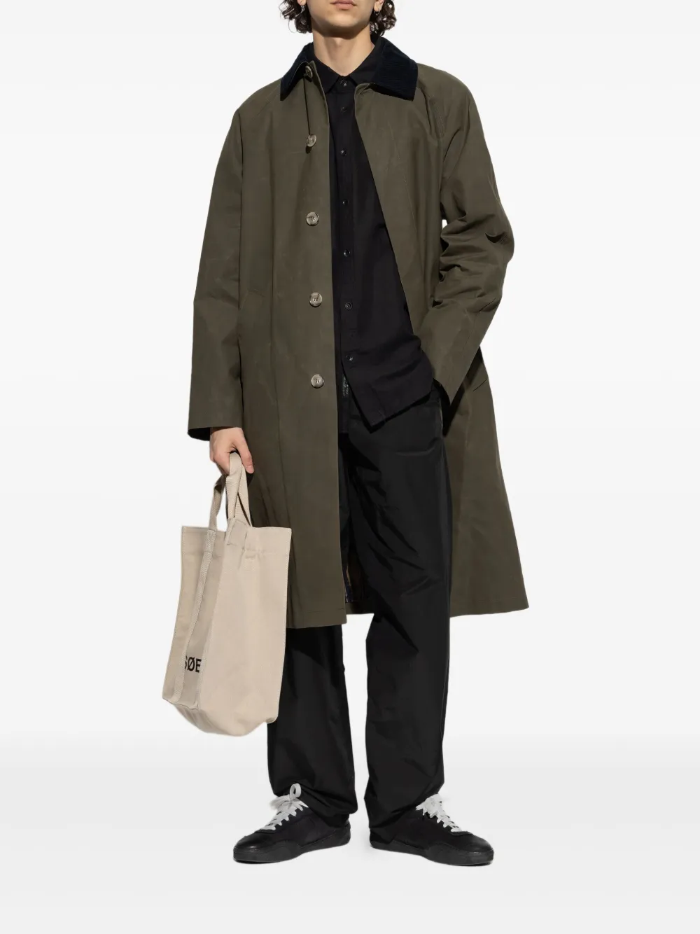 A.P.C. Long Button-Up Jacket with Corduroy Collar for Men