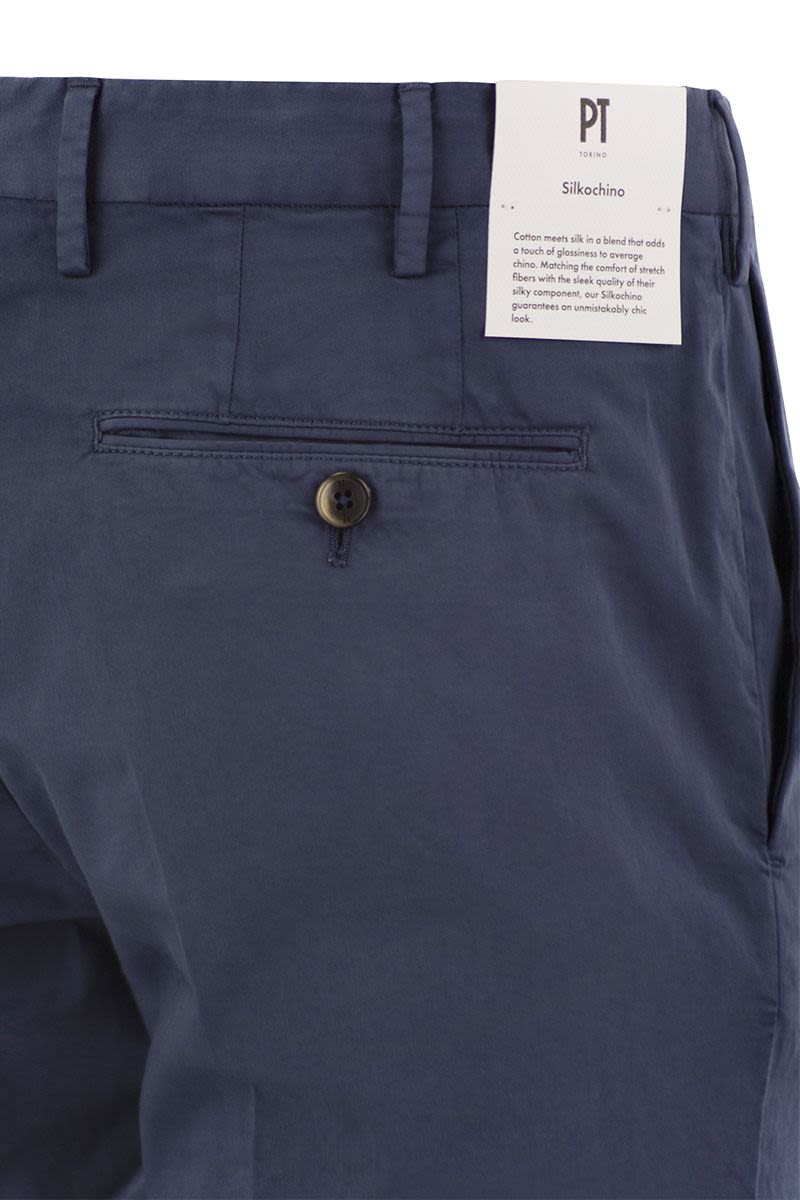 PT01 Men's Cotton and Silk Skinny Trousers