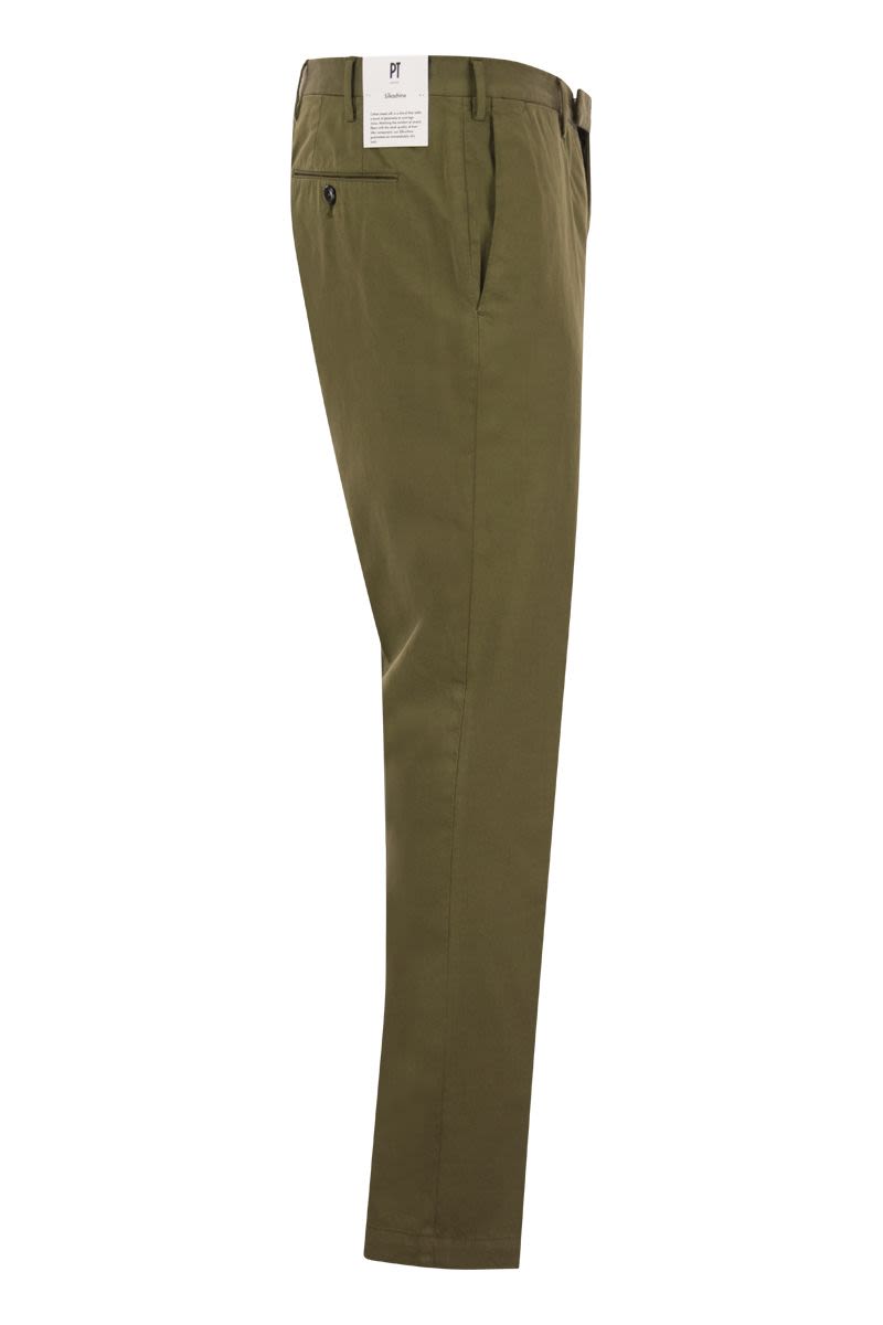PT01 Men's Skinny Cotton-Silk Trousers