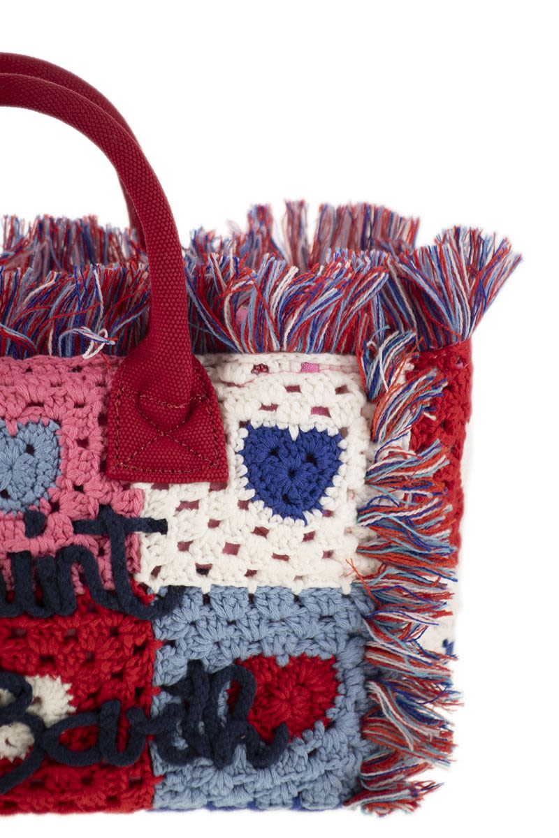 MC2 SAINT BARTH Crochet Flower Patch Handbag - 29x20x13 cm