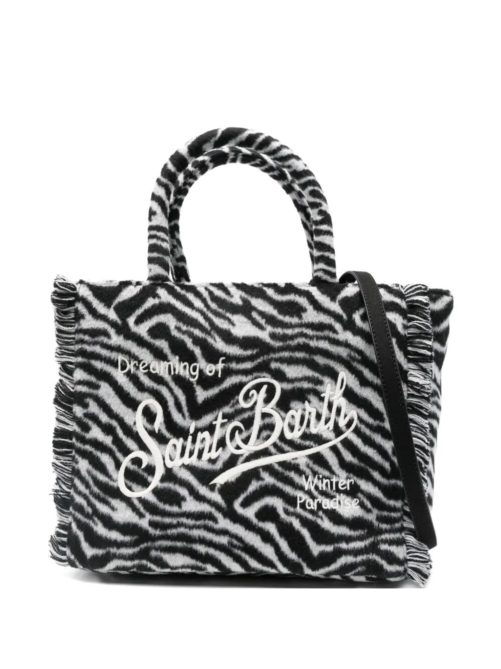 MC2 SAINT BARTH Colette Zebra Print Felt Tote Handbag