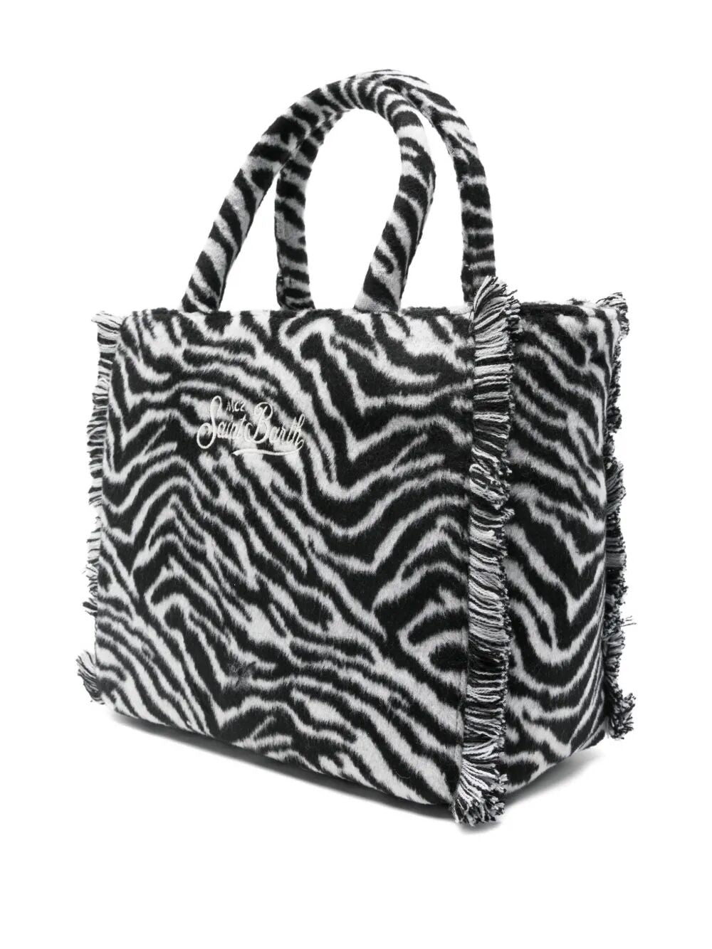 MC2 SAINT BARTH Colette Zebra Print Felt Tote Handbag
