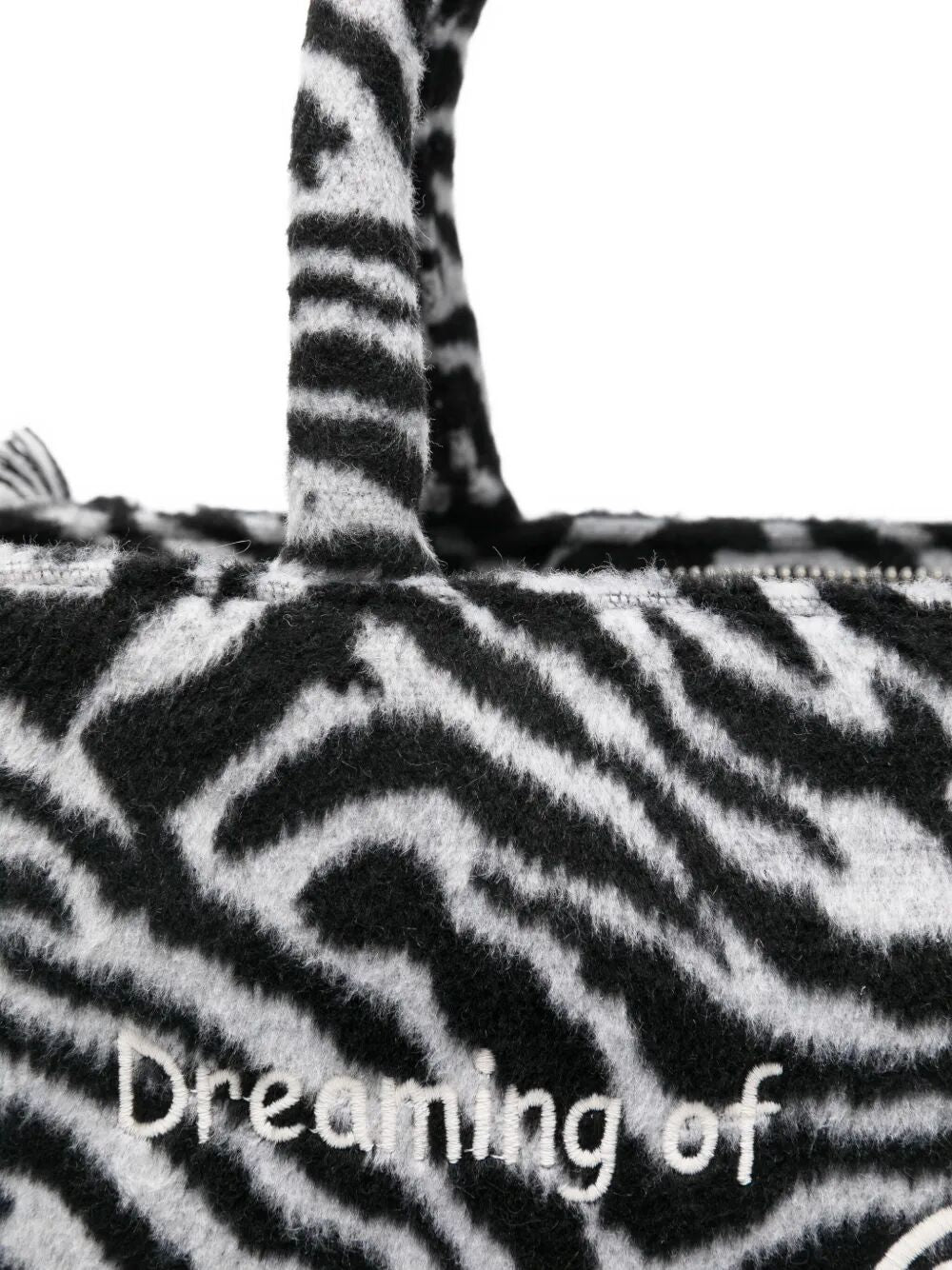 MC2 SAINT BARTH Colette Zebra Print Felt Tote Handbag