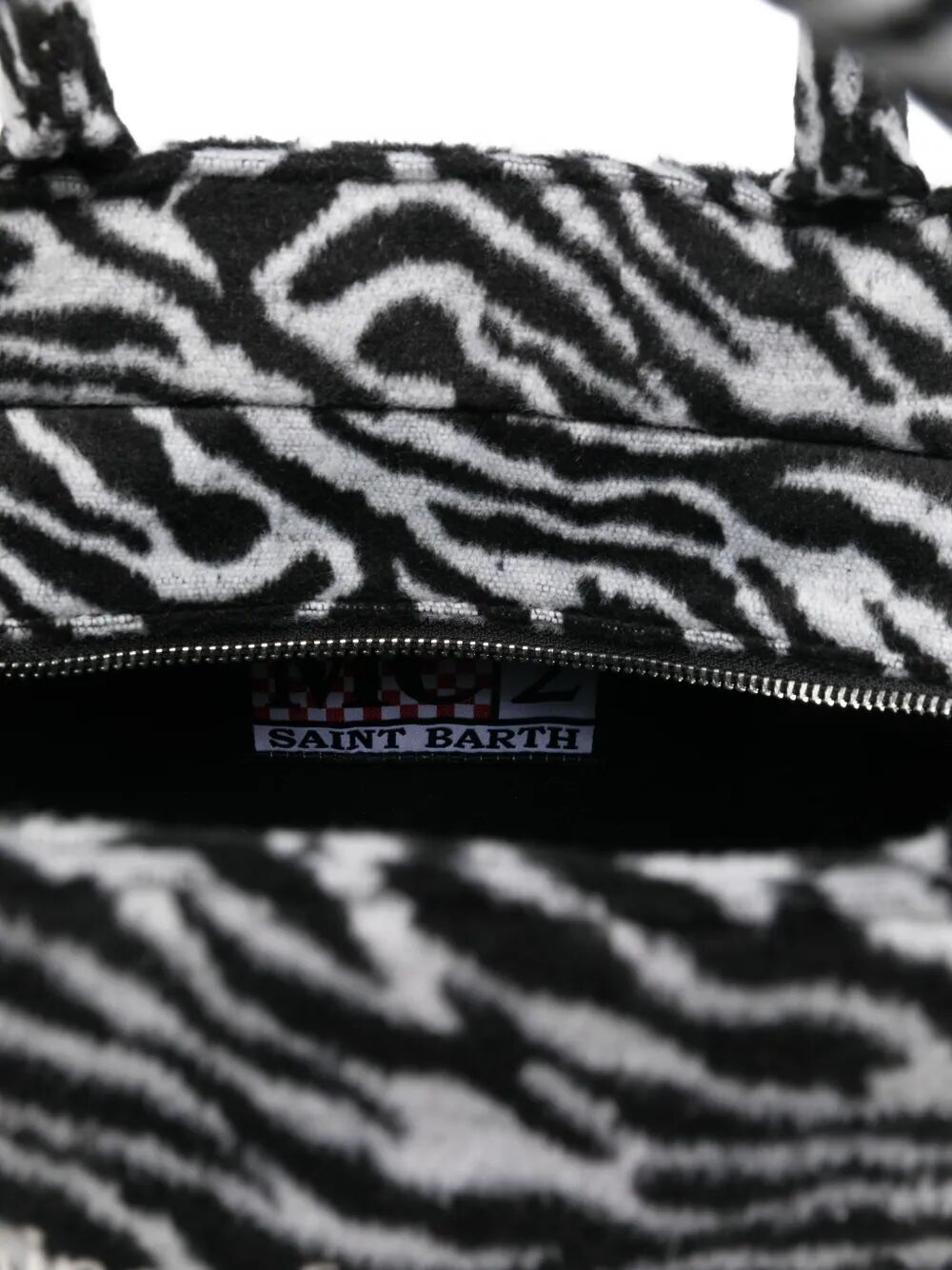 MC2 SAINT BARTH Colette Zebra Print Felt Tote Handbag