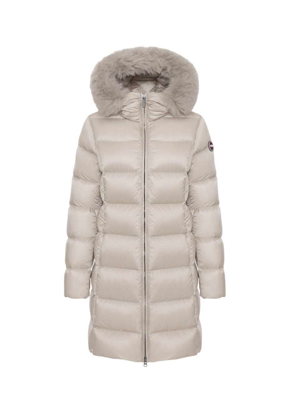 COLMAR Fitted Women's Down Jacket with Faux Fur Hood