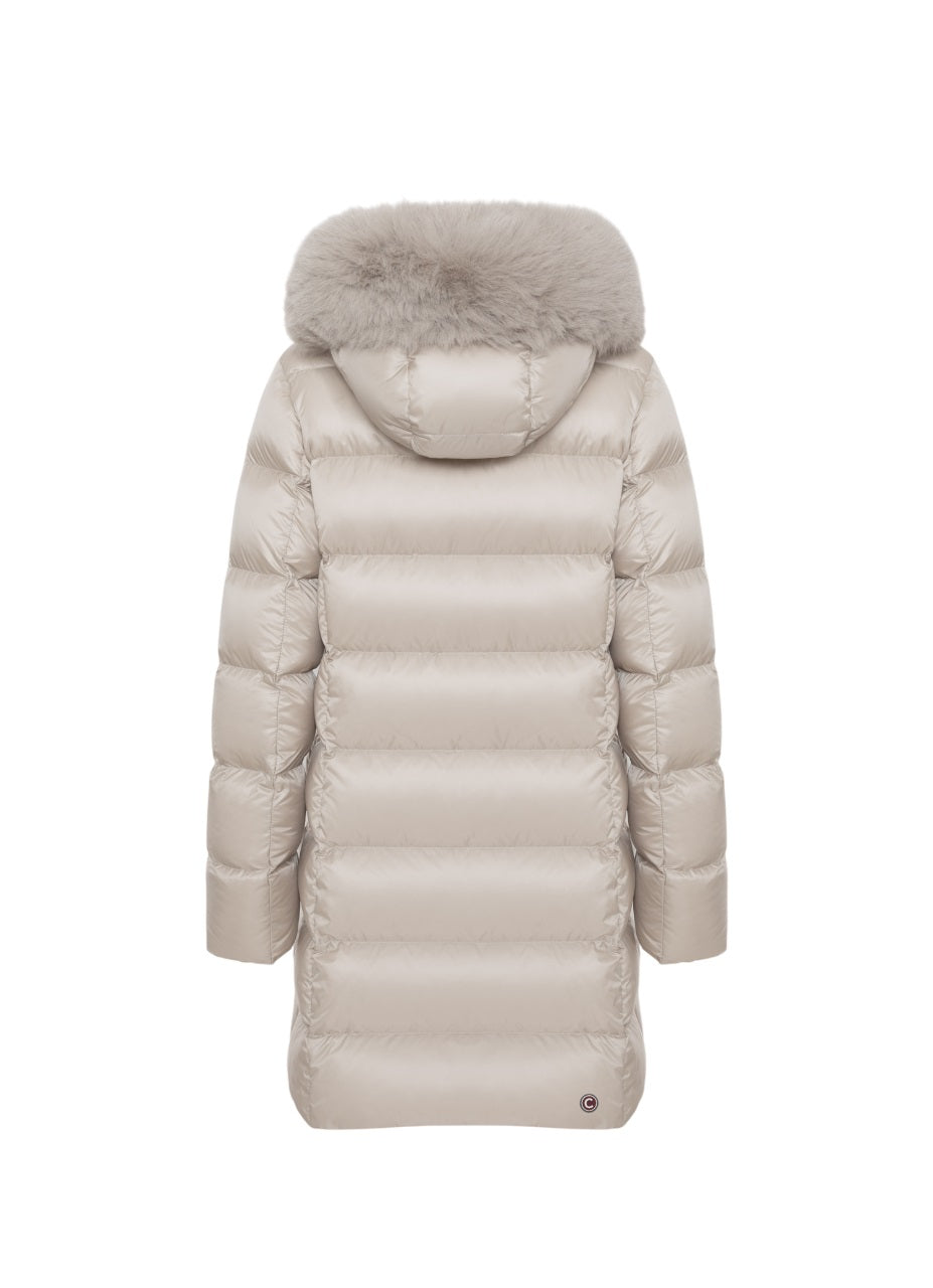 COLMAR Fitted Women's Down Jacket with Faux Fur Hood
