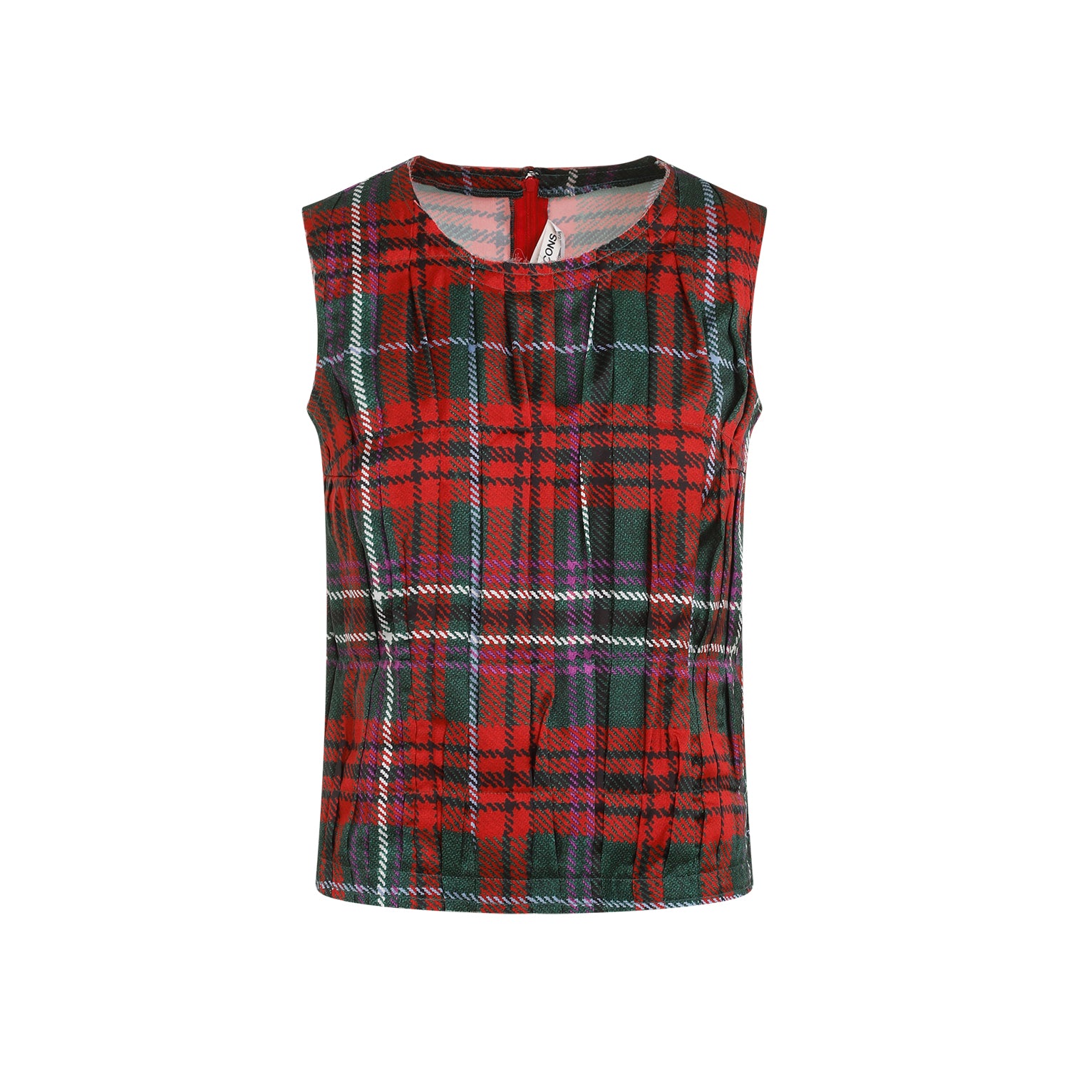 COMME DES GARÇONS Pleated Tartan Top for Women - Sleeveless Style