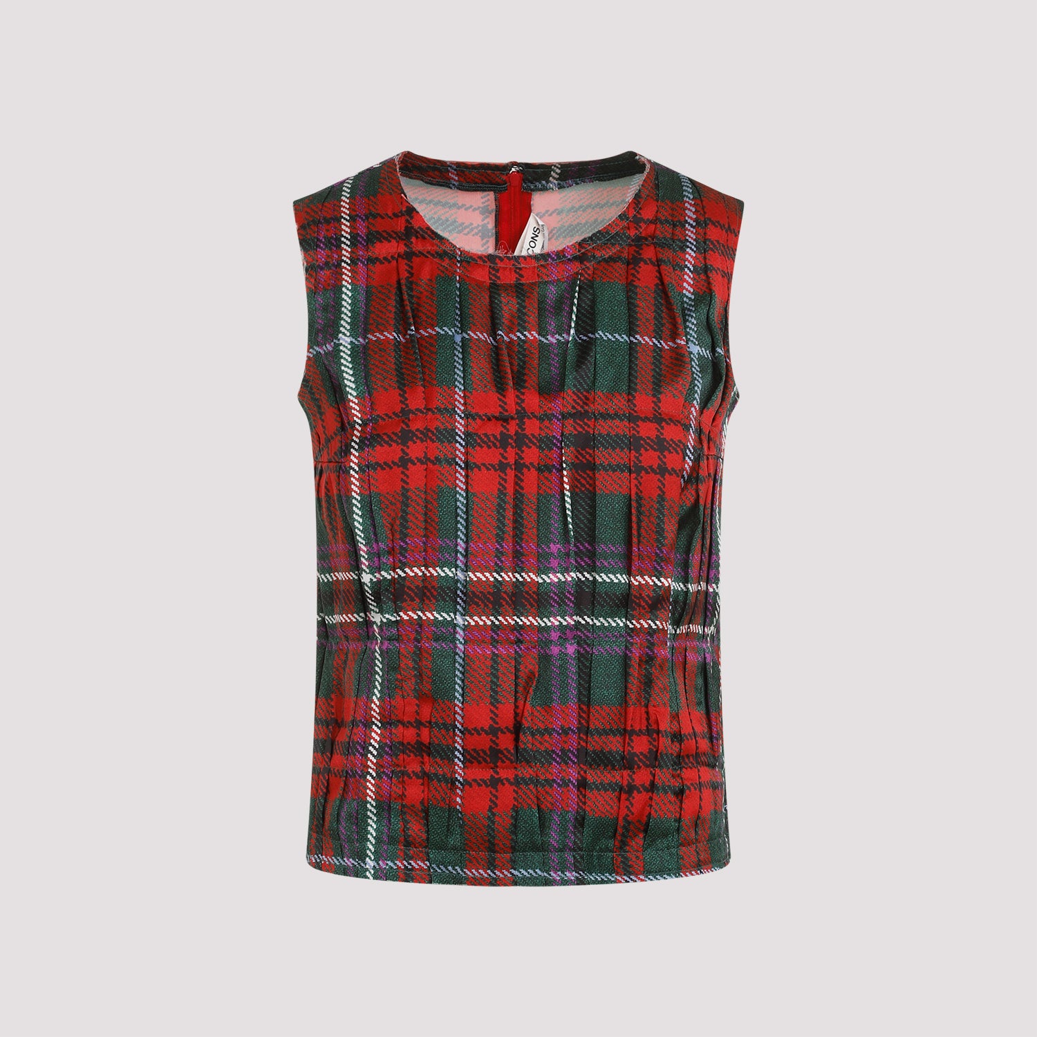 COMME DES GARÇONS Pleated Tartan Top for Women - Sleeveless Style