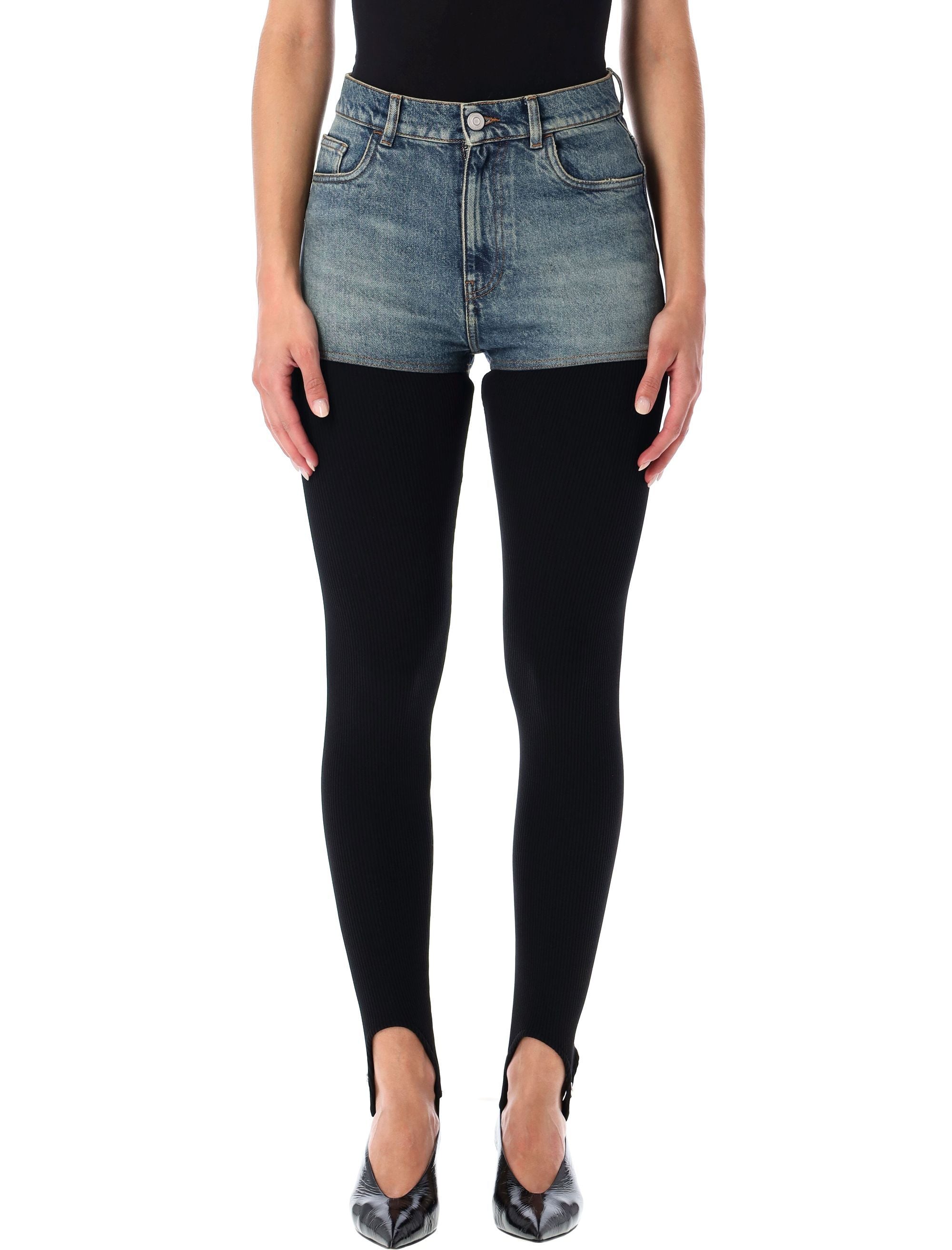 COPERNI Hybrid Rib Knit and Denim Trompe-L’Œil Pants - Size 36