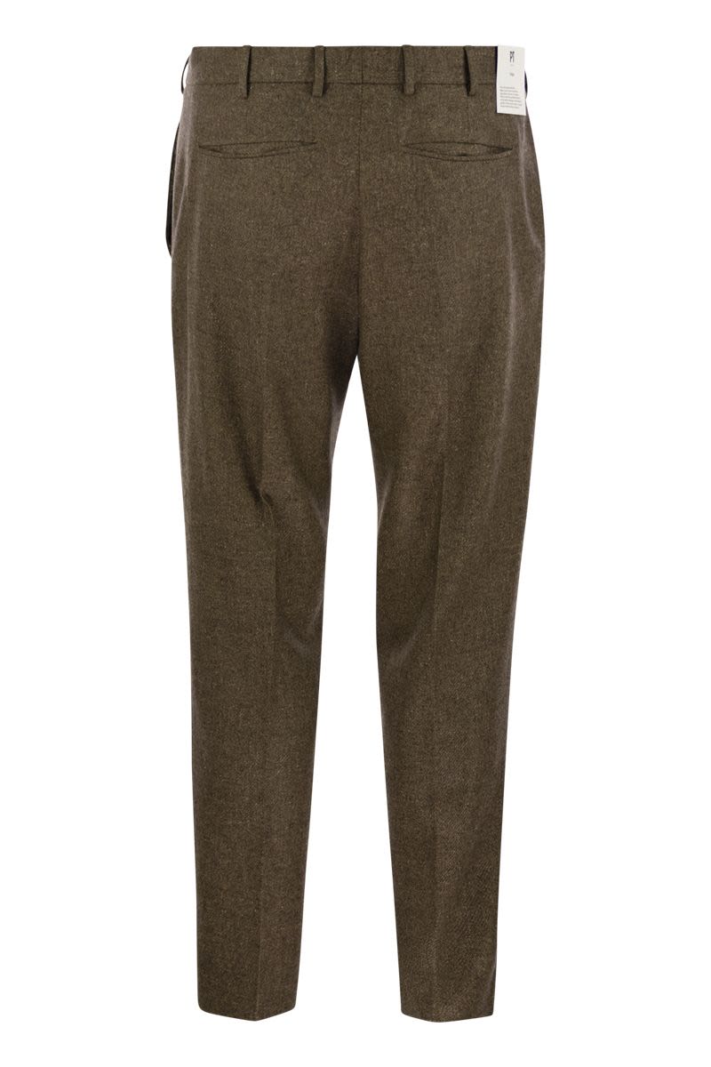 PT TORINO Rebel Wool and Silk Flannel Trousers - Regular Fit