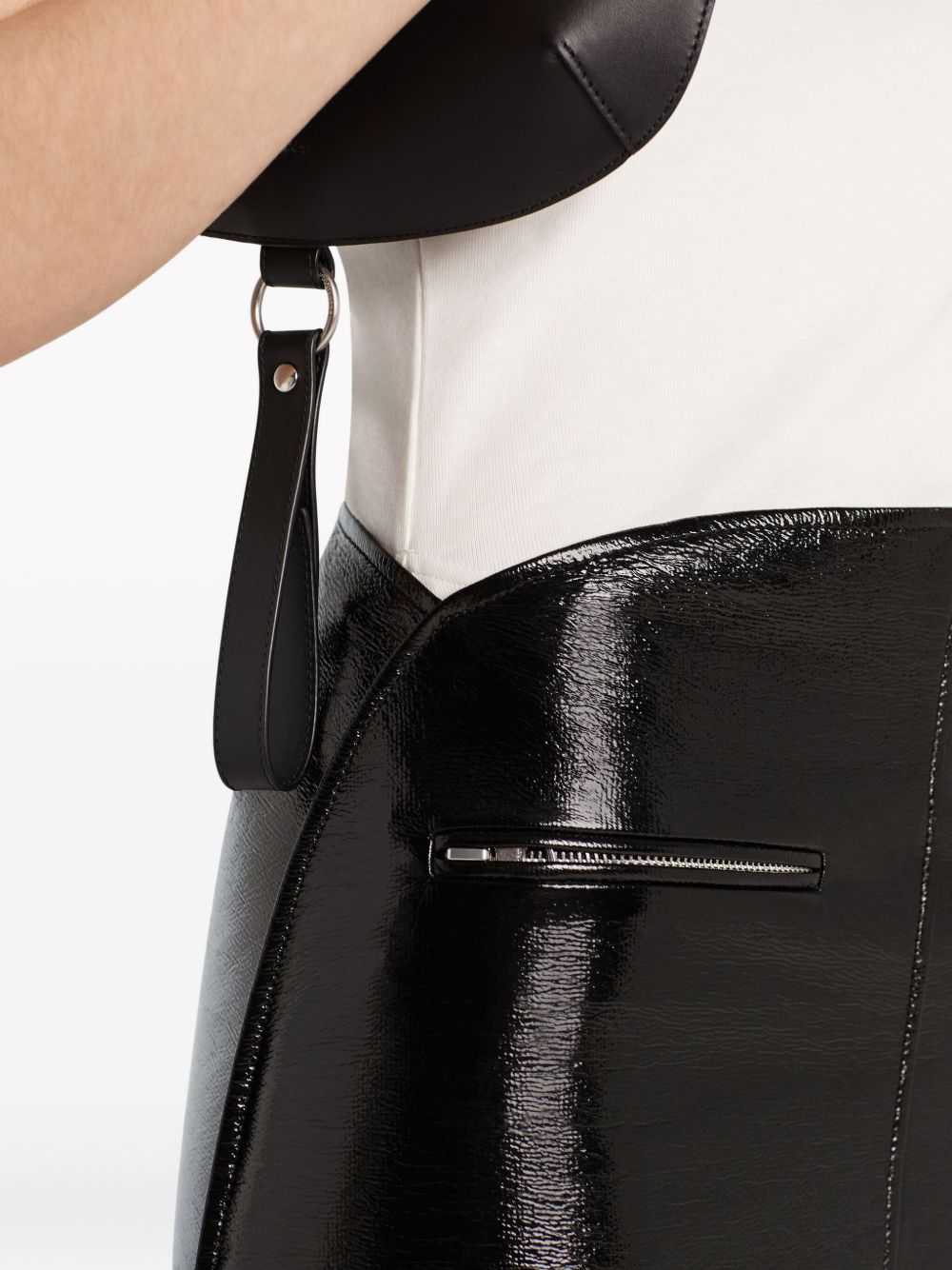 COURREGES High-Waisted Mini Skirt with Curved Hemline for Women