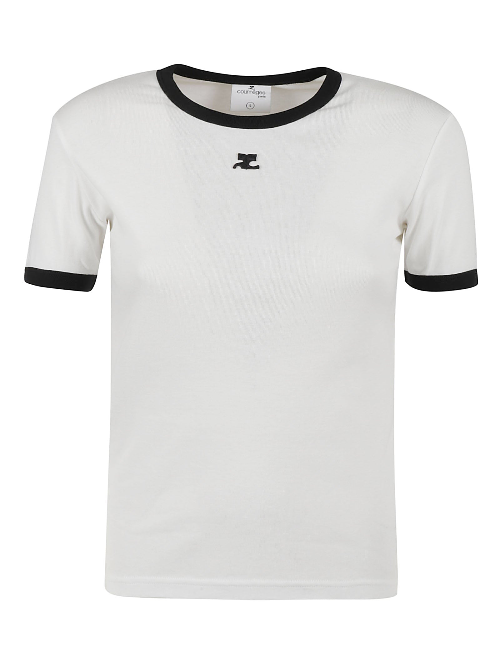 COURREGES Casual Women's T-Shirt with Contrast Border